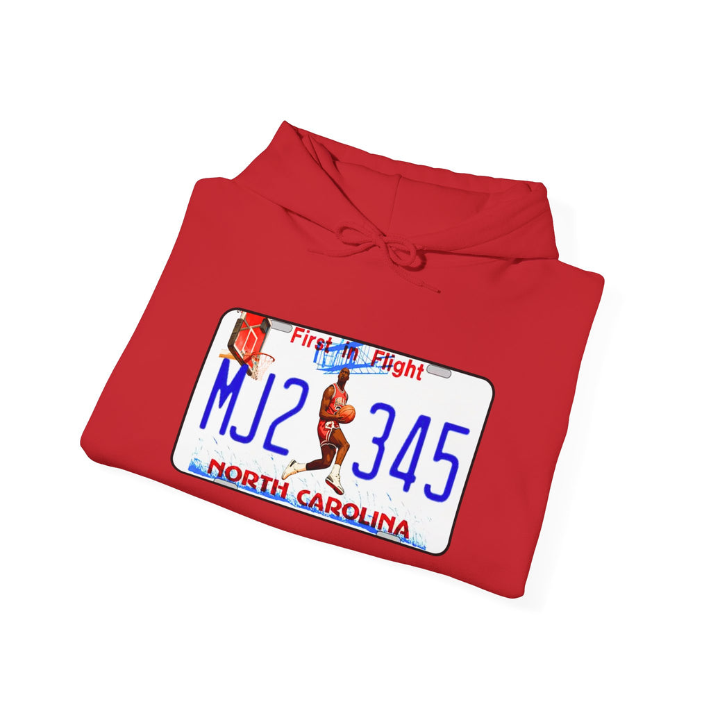 North Carolina License Plate Hoodie - 'MJ2 345' Vintage State Plate Design