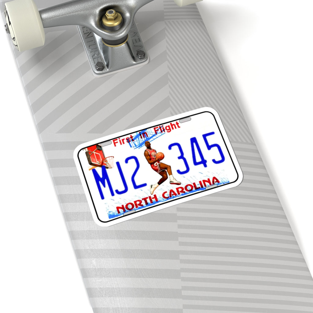 Michael Jordan North Carolina License Plate Sticker — MJ2 345 Kiss-Cut Sticker