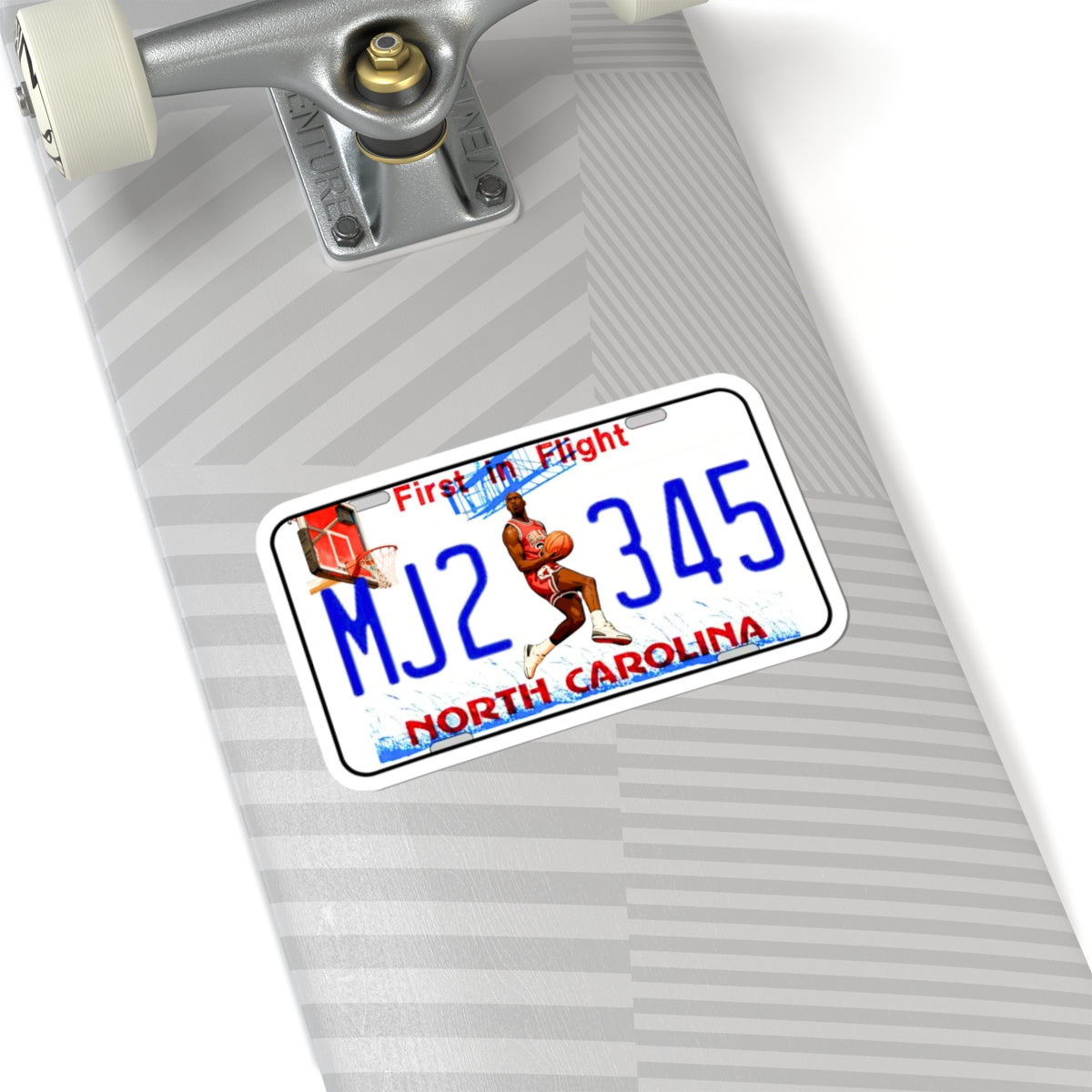 Michael Jordan North Carolina License Plate Sticker — MJ2 345 Kiss-Cut Sticker