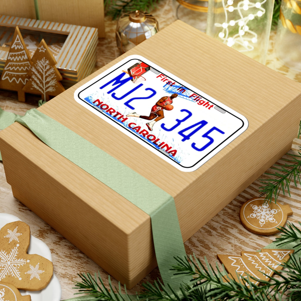 Michael Jordan North Carolina License Plate Sticker — MJ2 345 Kiss-Cut Sticker