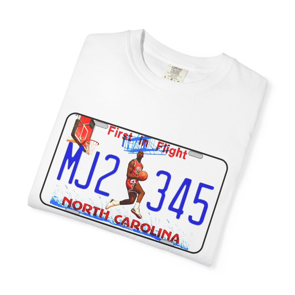 MJ2 345 North Carolina License Plate T-Shirt — Vintage Basketball Plate Tee