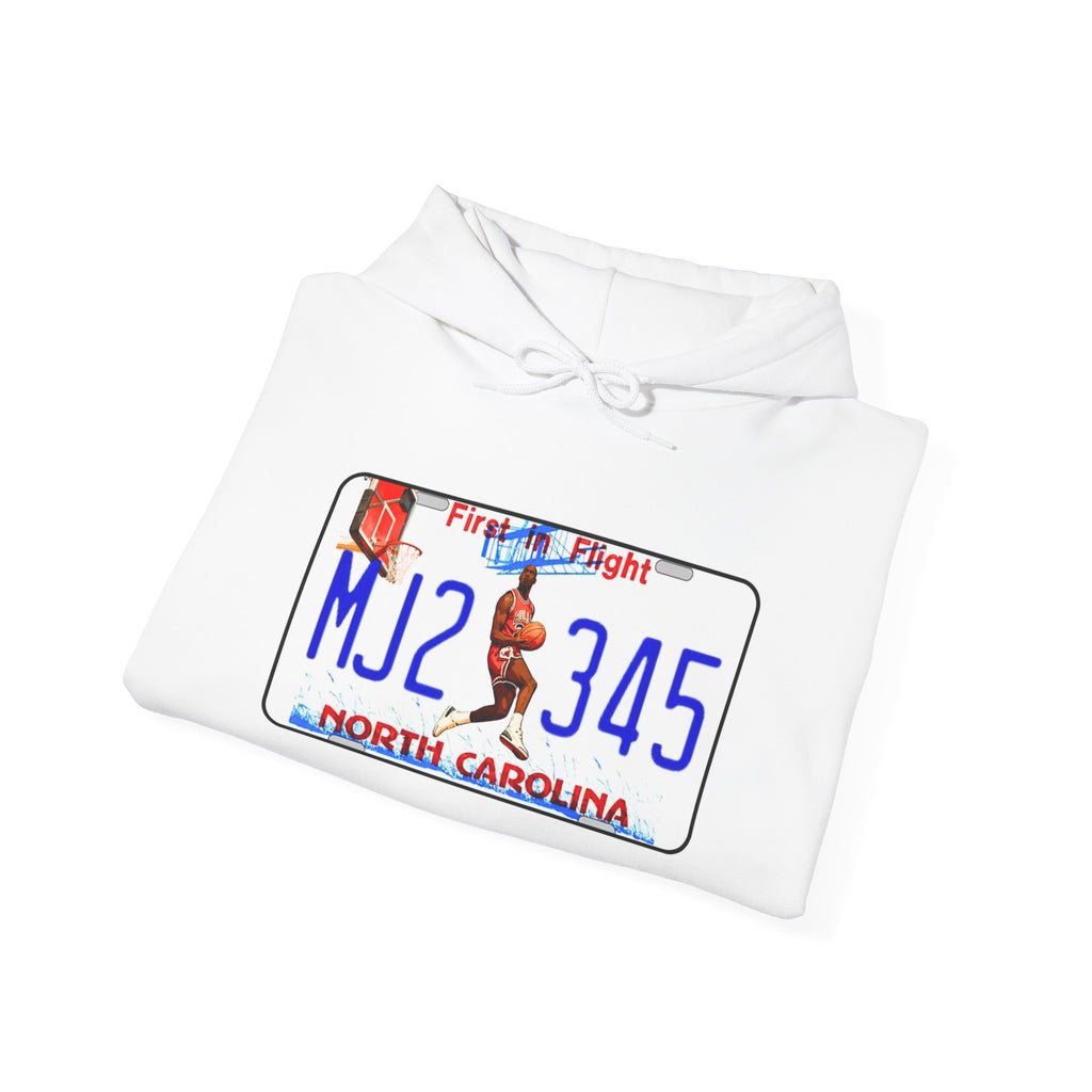 North Carolina License Plate Hoodie - 'MJ2 345' Vintage State Plate Design