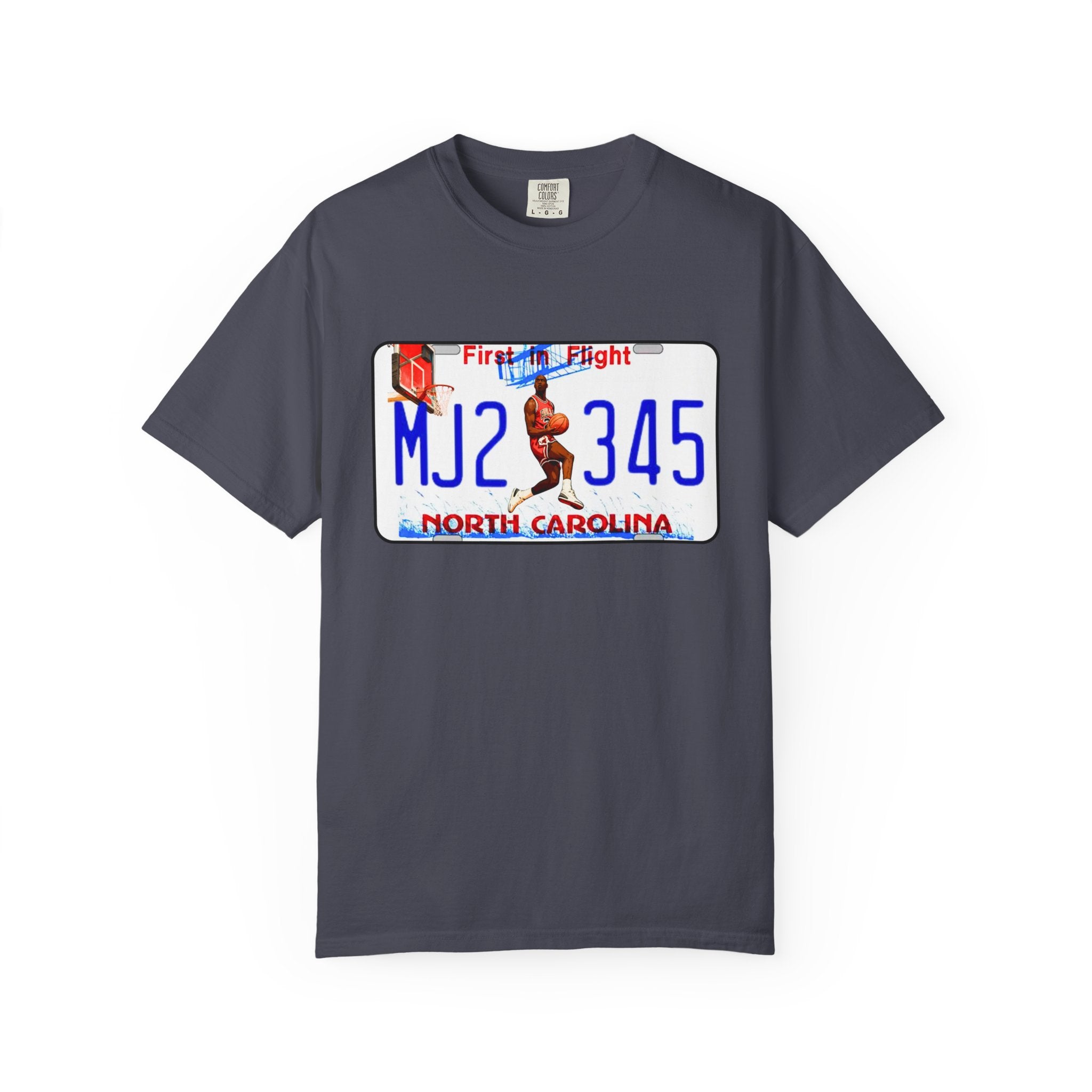 MJ2 345 North Carolina License Plate T-Shirt — Vintage Basketball Plate Tee