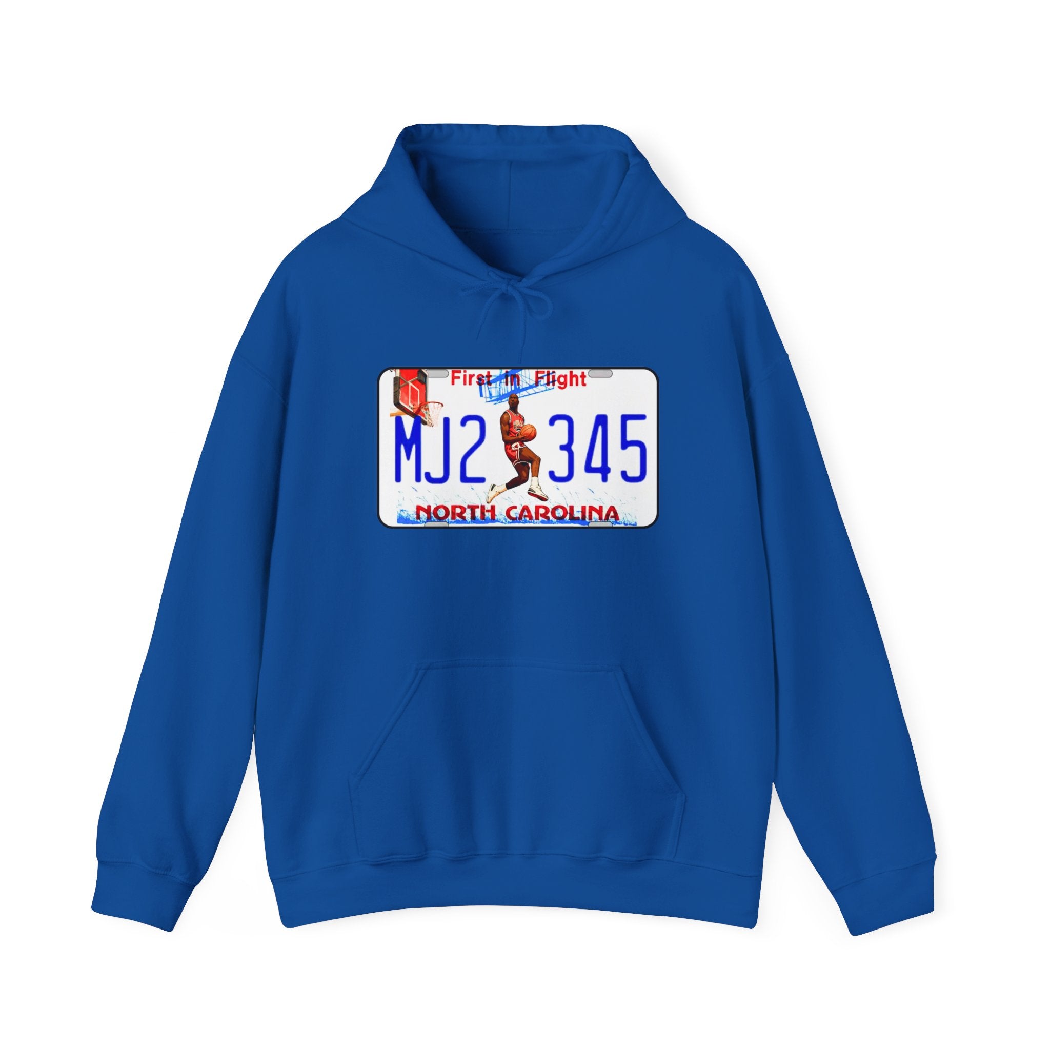 North Carolina License Plate Hoodie - 'MJ2 345' Vintage State Plate Design
