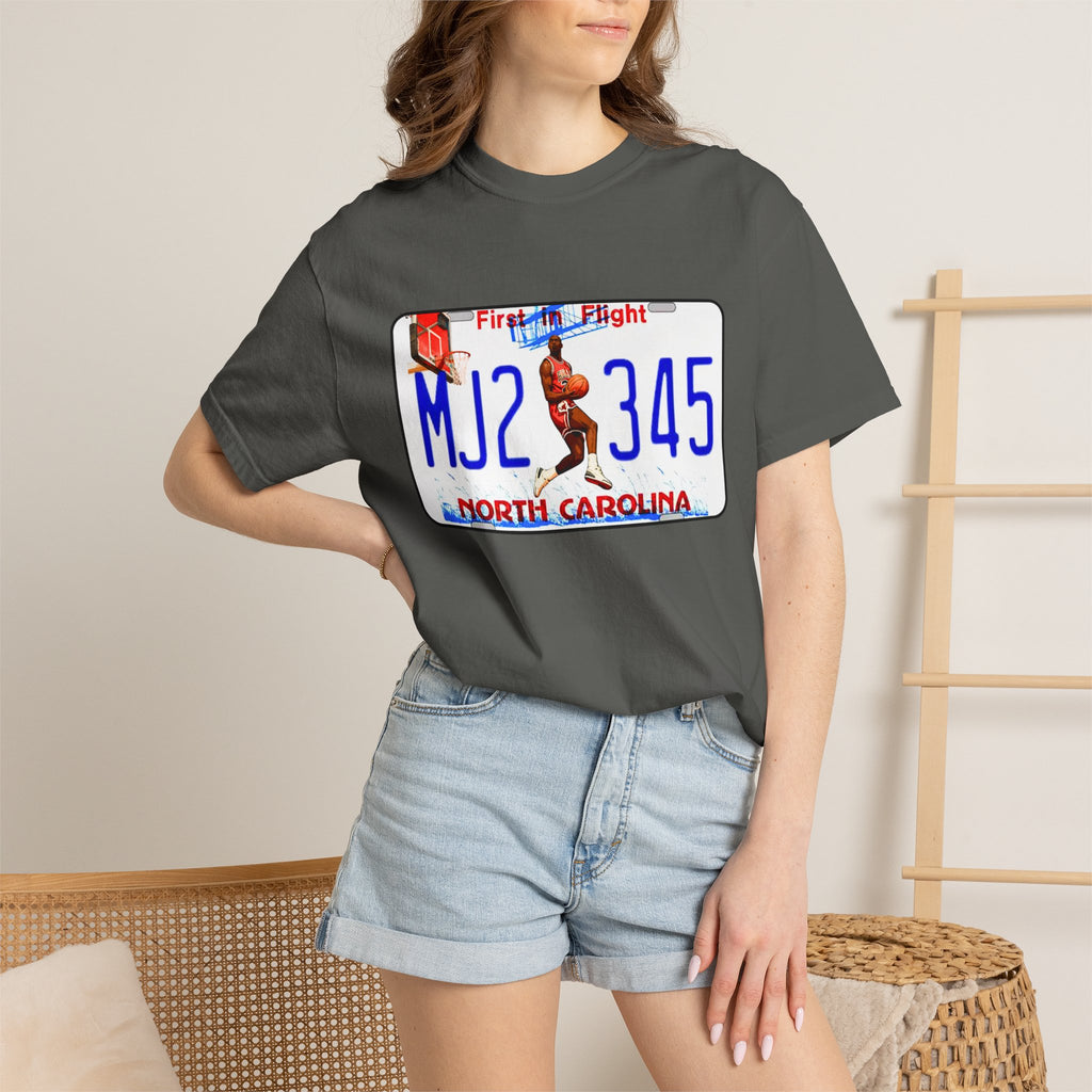 MJ2 345 North Carolina License Plate T-Shirt — Vintage Basketball Plate Tee