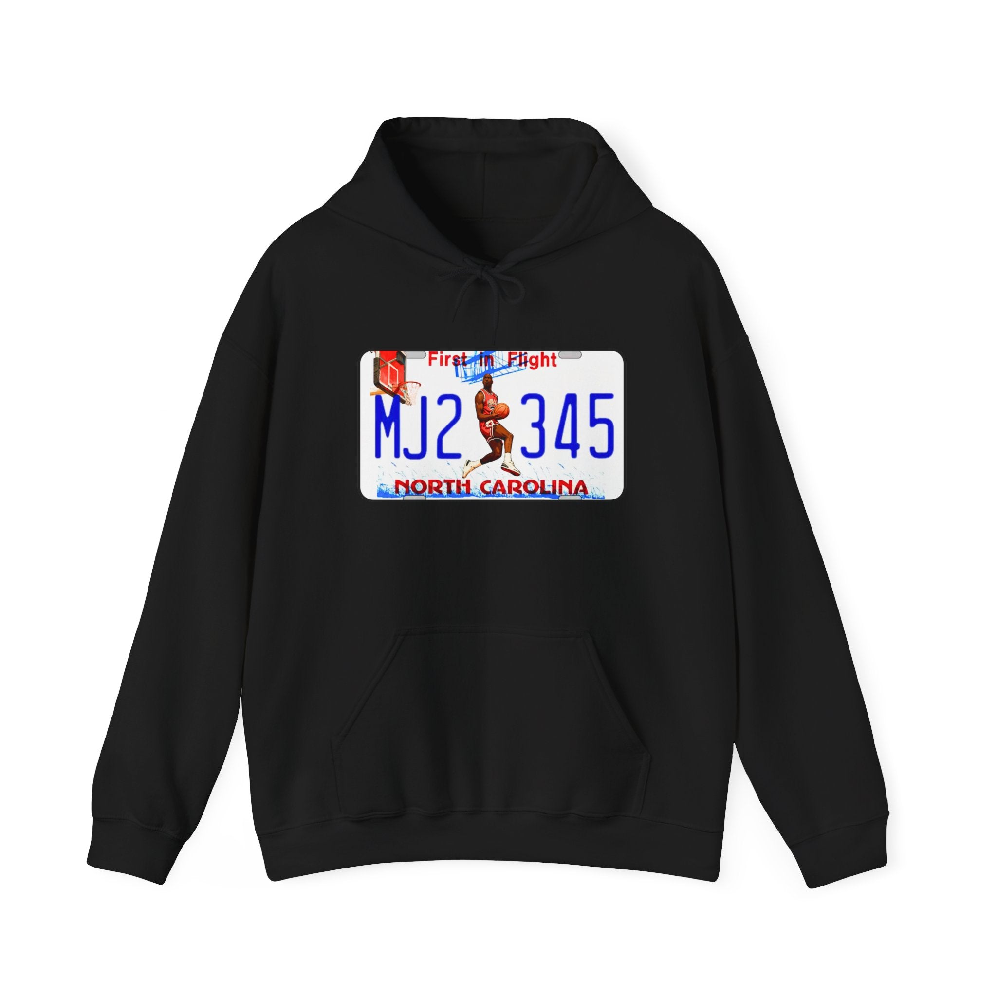 North Carolina License Plate Hoodie - 'MJ2 345' Vintage State Plate Design