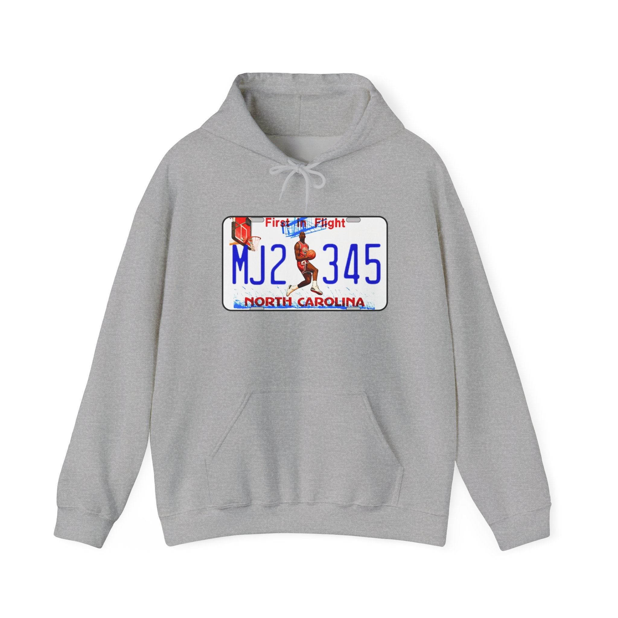North Carolina License Plate Hoodie - 'MJ2 345' Vintage State Plate Design