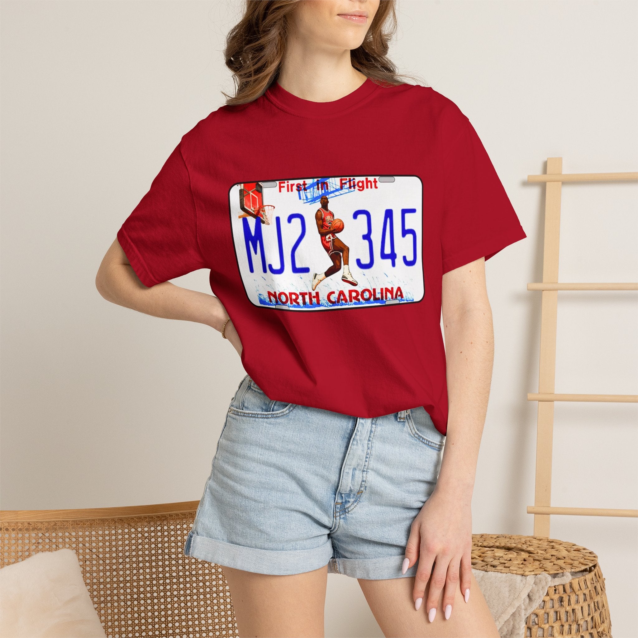 MJ2 345 North Carolina License Plate T-Shirt — Vintage Basketball Plate Tee