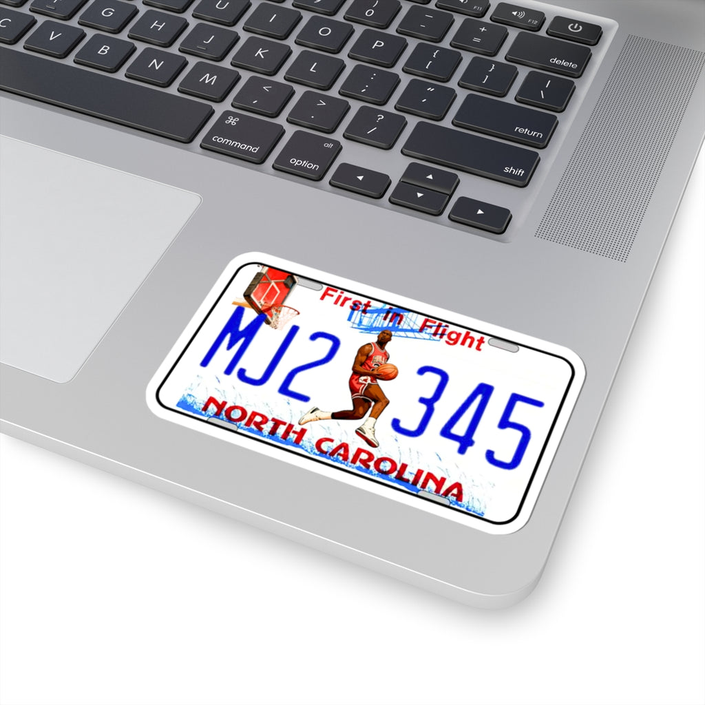 Michael Jordan North Carolina License Plate Sticker — MJ2 345 Kiss-Cut Sticker