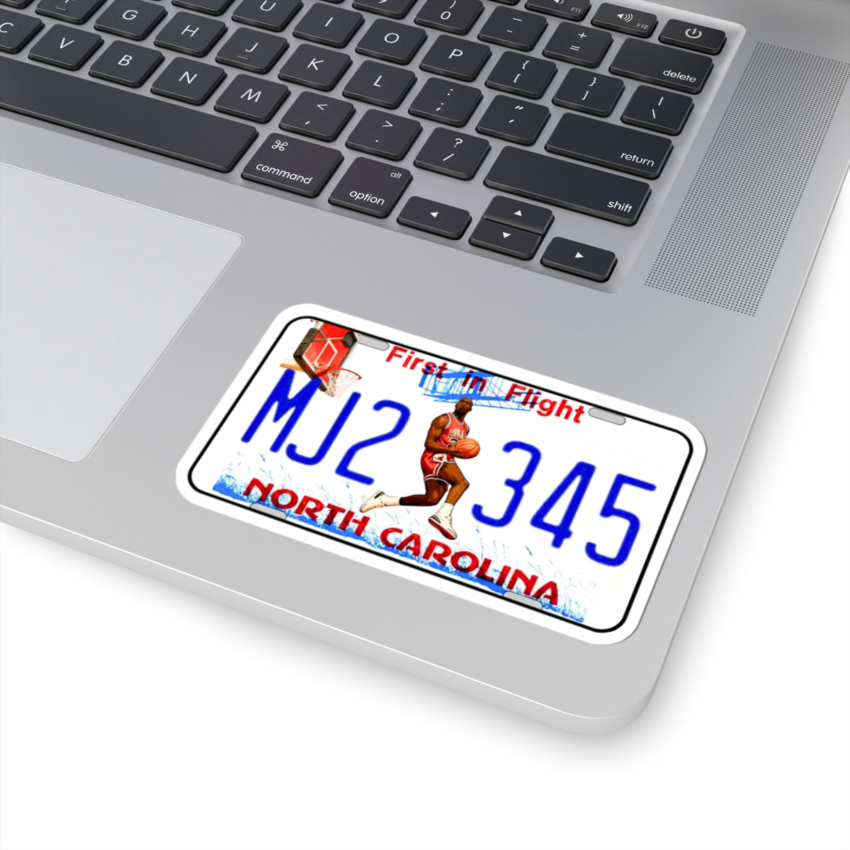 Michael Jordan North Carolina License Plate Sticker — MJ2 345 Kiss-Cut Sticker