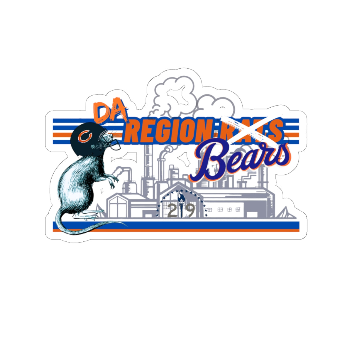 Da Region Bears Kiss-Cut Sticker — Retro Industrial Rat Design