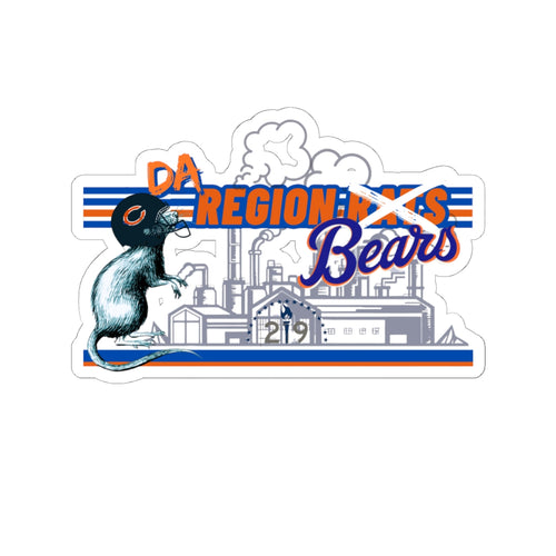 Da Region Bears Kiss-Cut Sticker — Retro Industrial Rat Design