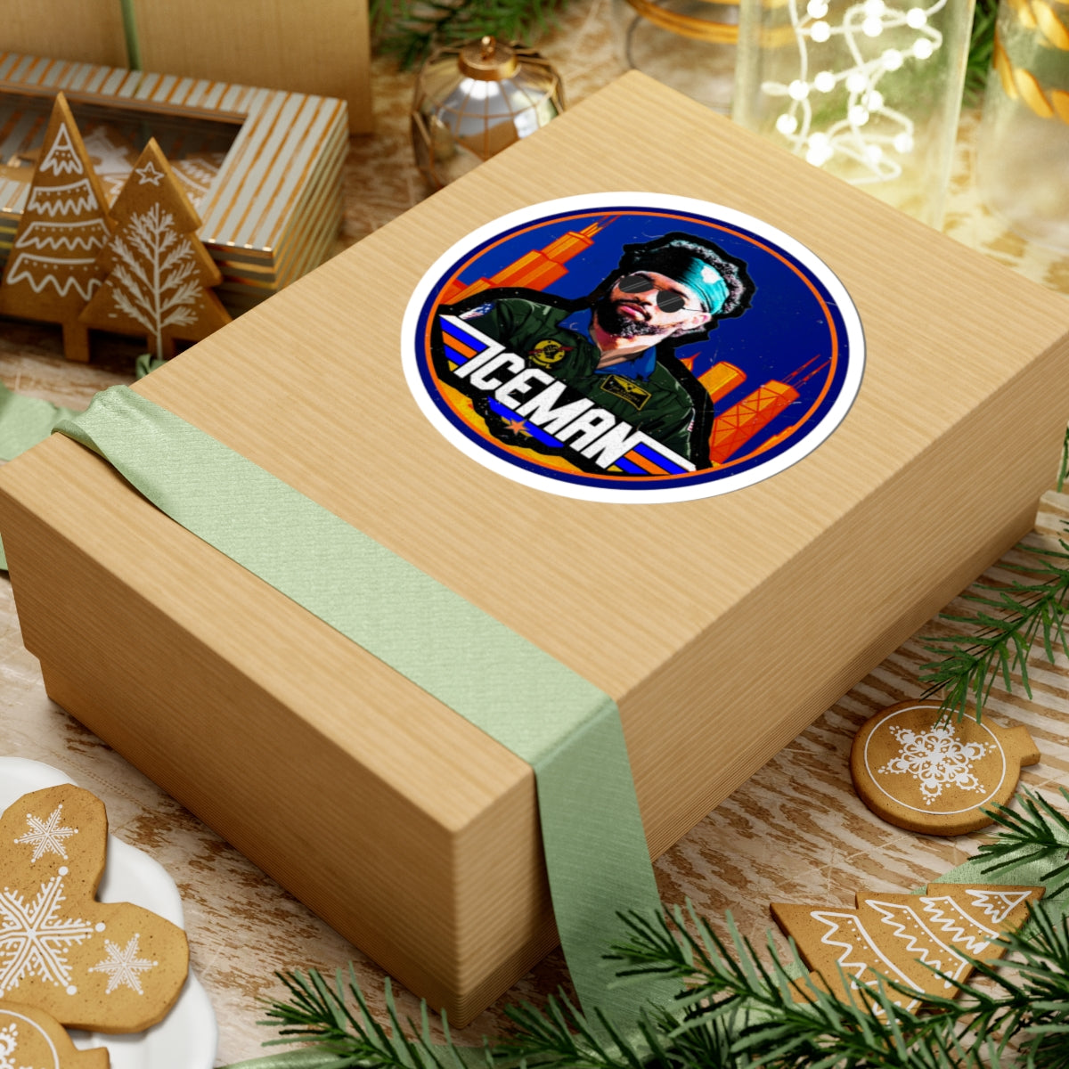 Iceman Kiss-Cut Sticker — Retro Pilot Aviator Sticker for Laptops & Water Bottles