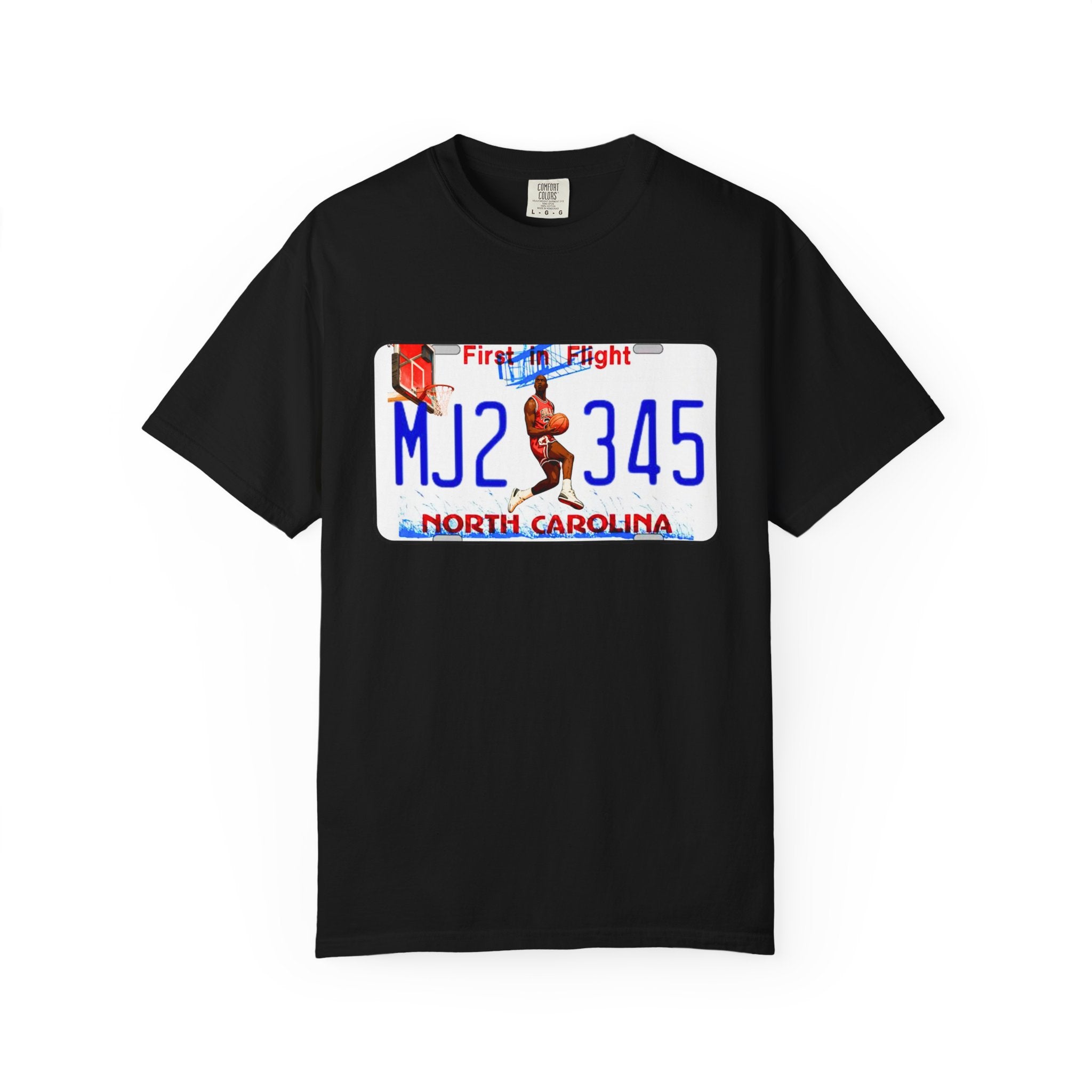 MJ2 345 North Carolina License Plate T-Shirt — Vintage Basketball Plate Tee