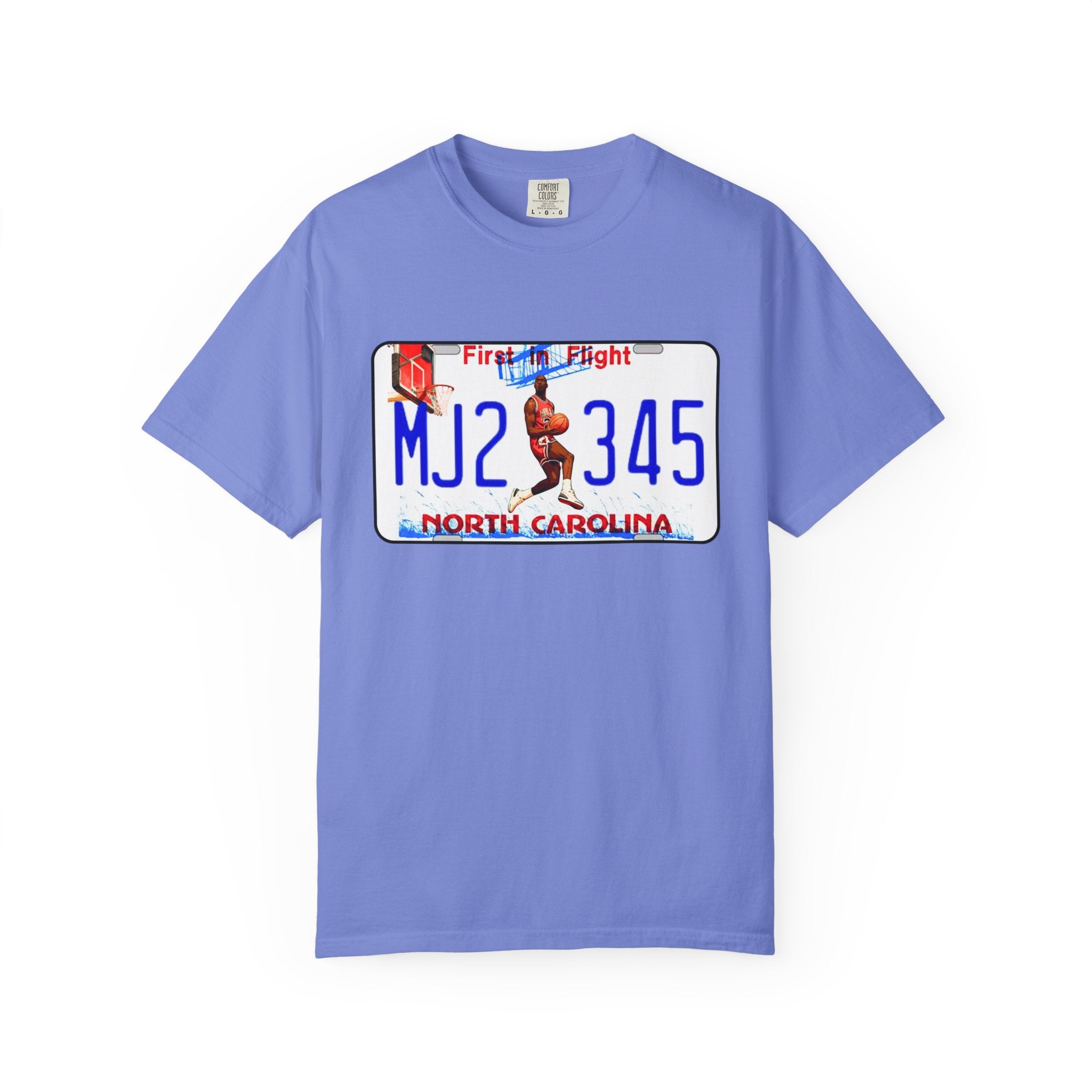 MJ2 345 North Carolina License Plate T-Shirt — Vintage Basketball Plate Tee