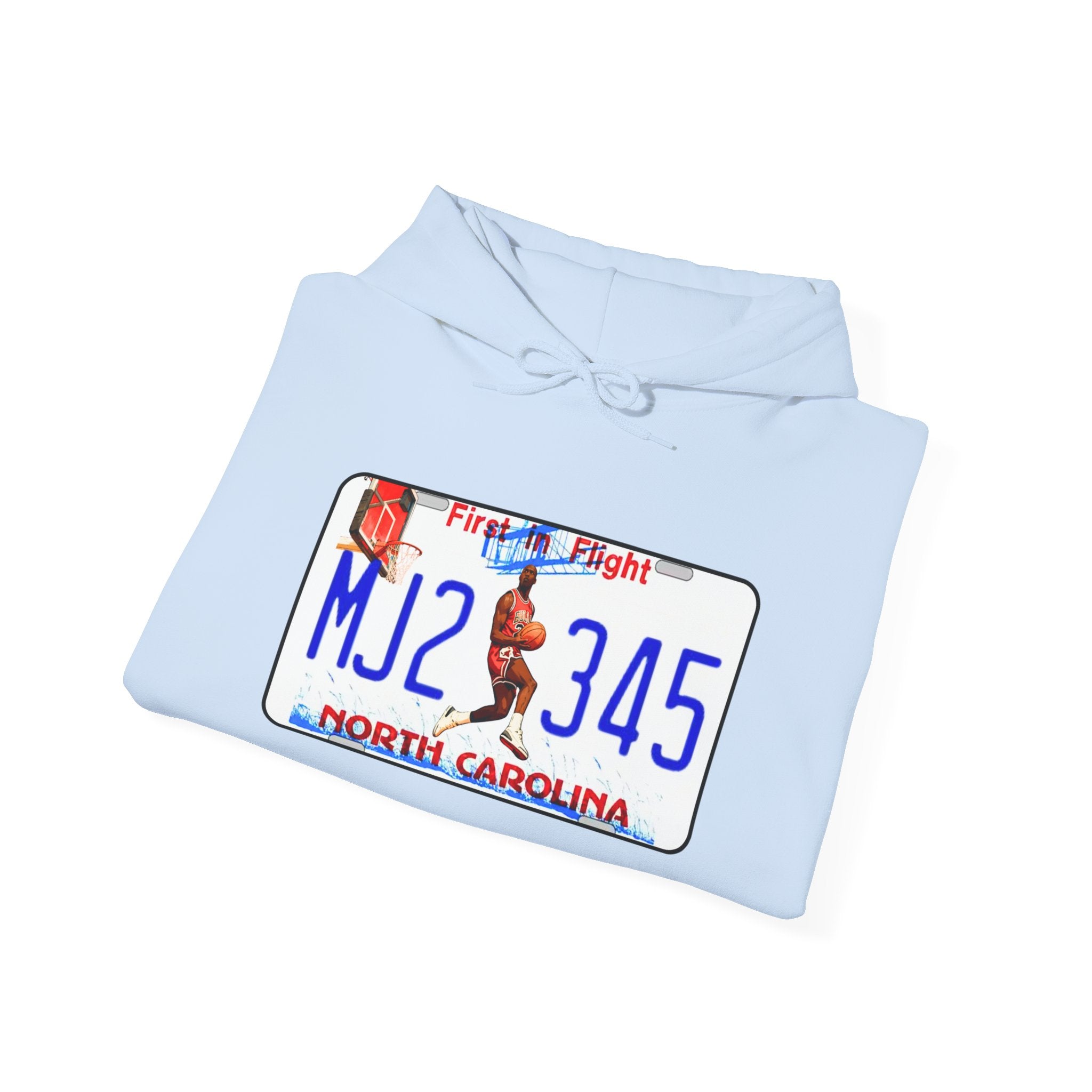 North Carolina License Plate Hoodie - 'MJ2 345' Vintage State Plate Design