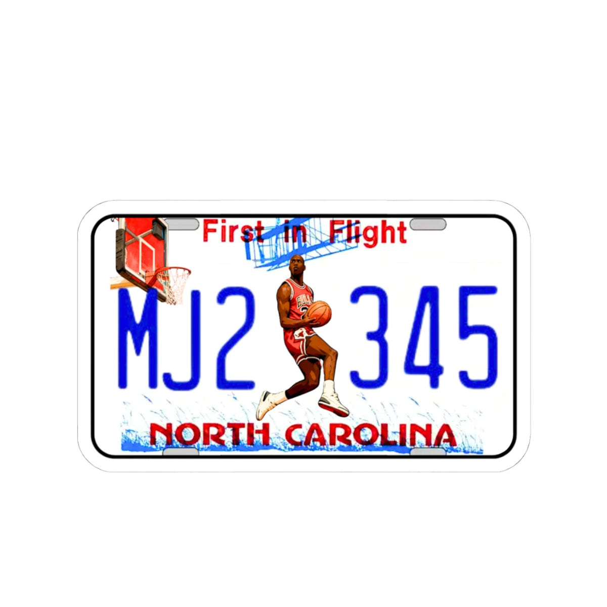 Michael Jordan North Carolina License Plate Sticker — MJ2 345 Kiss-Cut Sticker