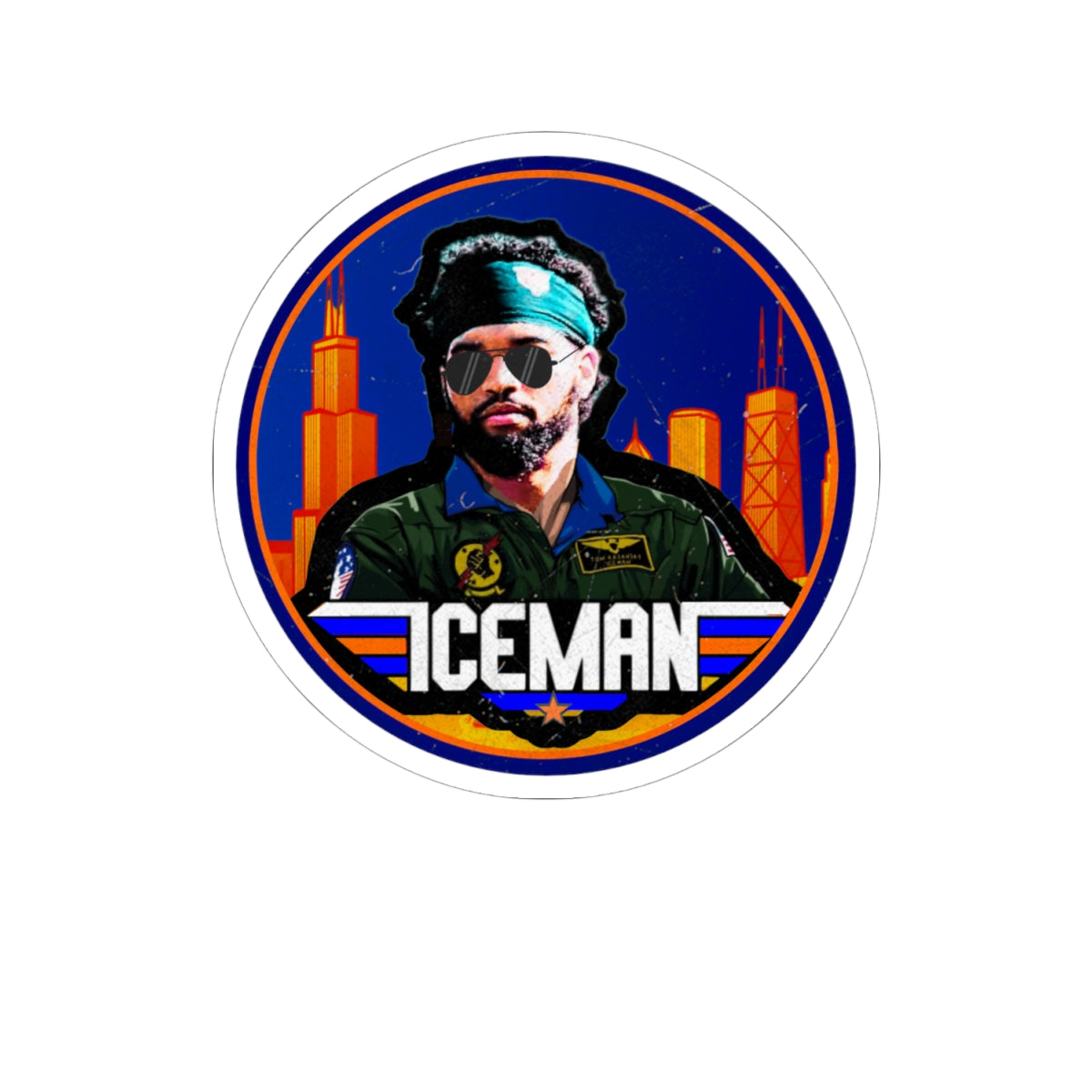 Iceman Kiss-Cut Sticker — Retro Pilot Aviator Sticker for Laptops & Water Bottles