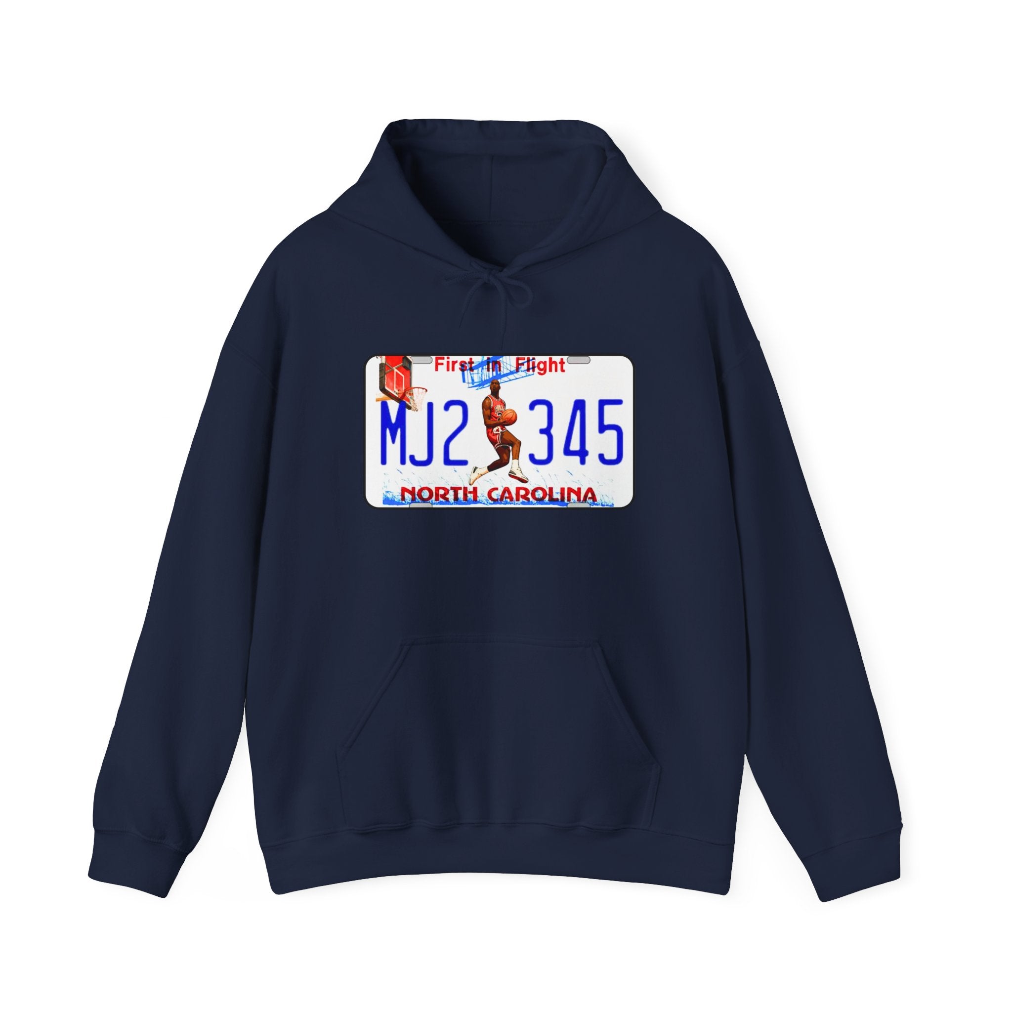 North Carolina License Plate Hoodie - 'MJ2 345' Vintage State Plate Design
