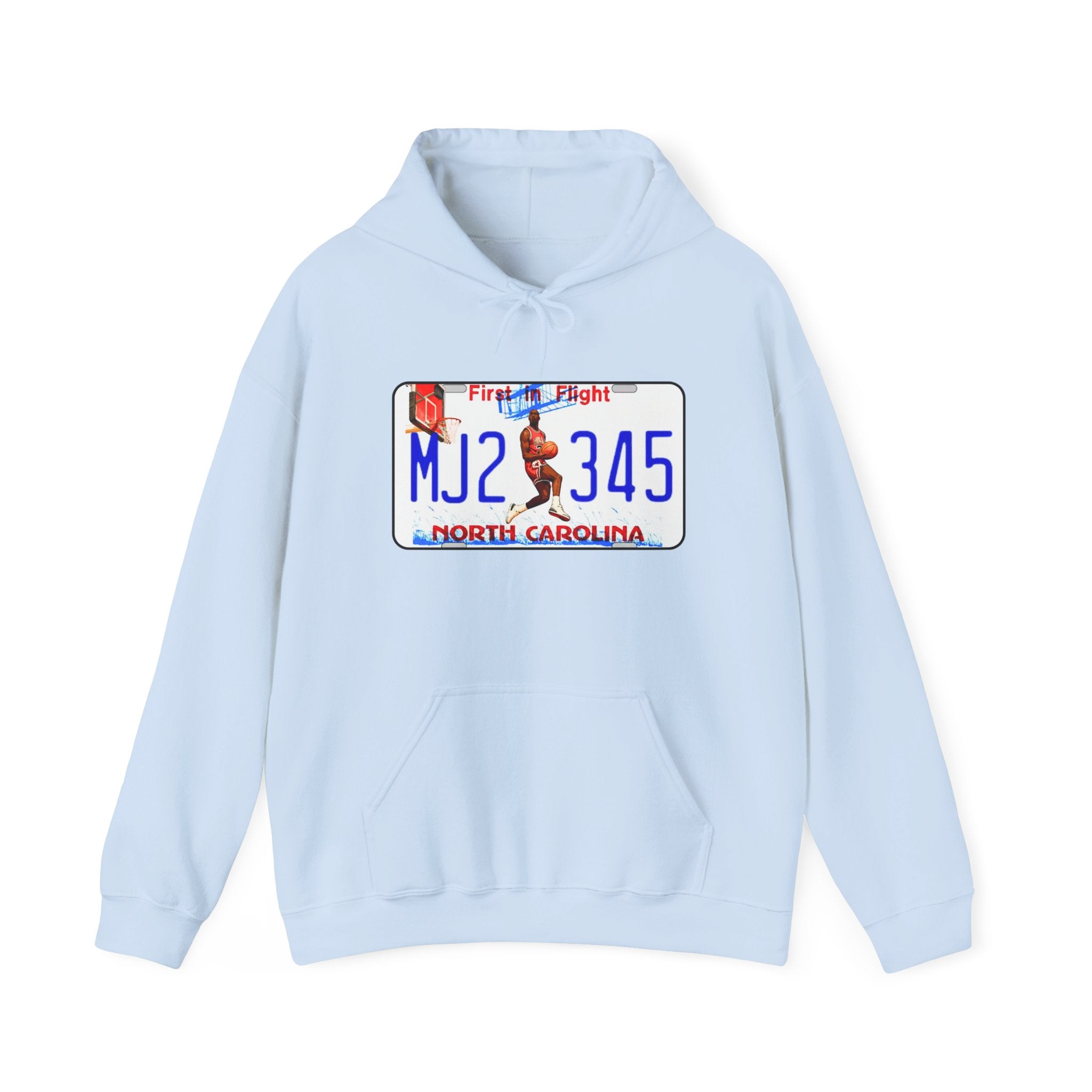 North Carolina License Plate Hoodie - 'MJ2 345' Vintage State Plate Design