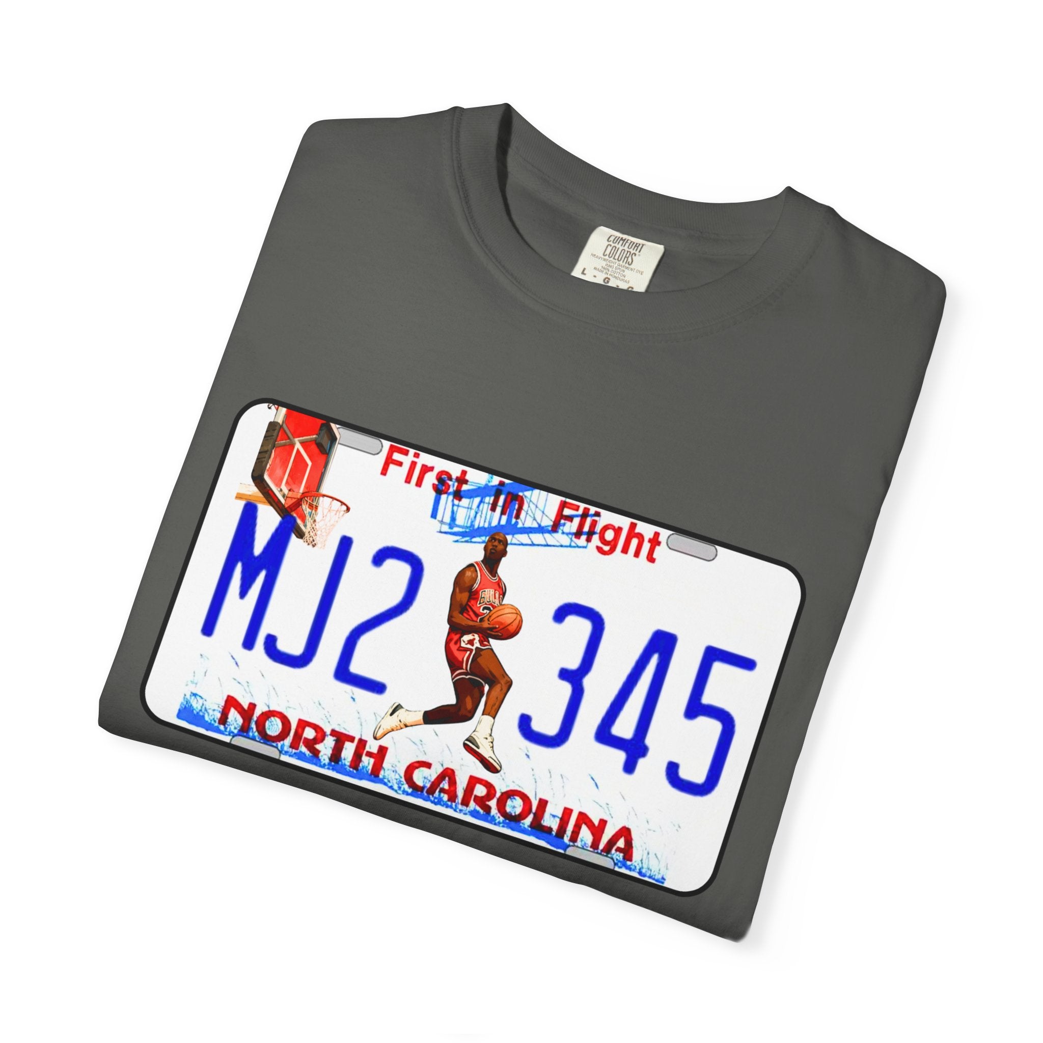 MJ2 345 North Carolina License Plate T-Shirt — Vintage Basketball Plate Tee