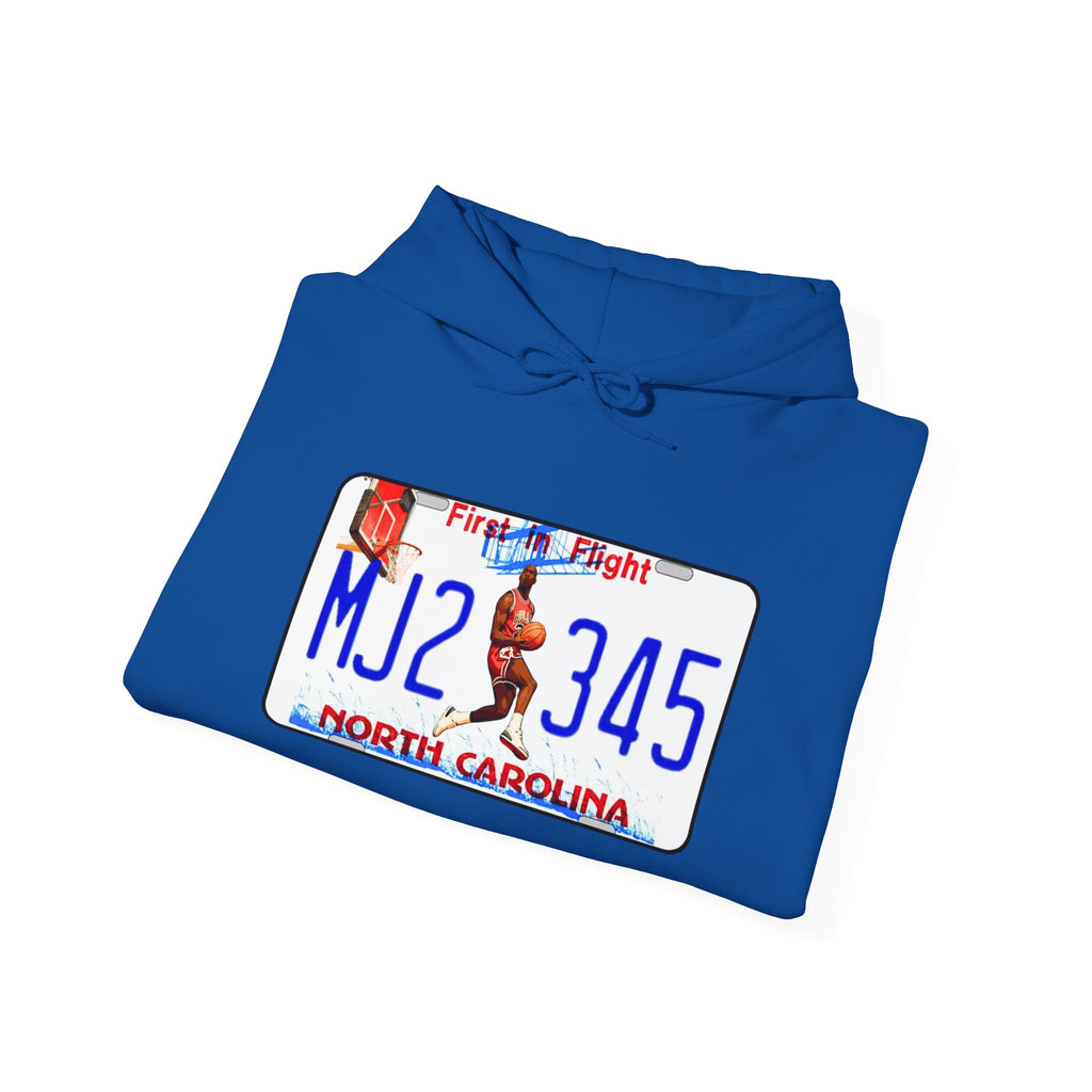 North Carolina License Plate Hoodie - 'MJ2 345' Vintage State Plate Design
