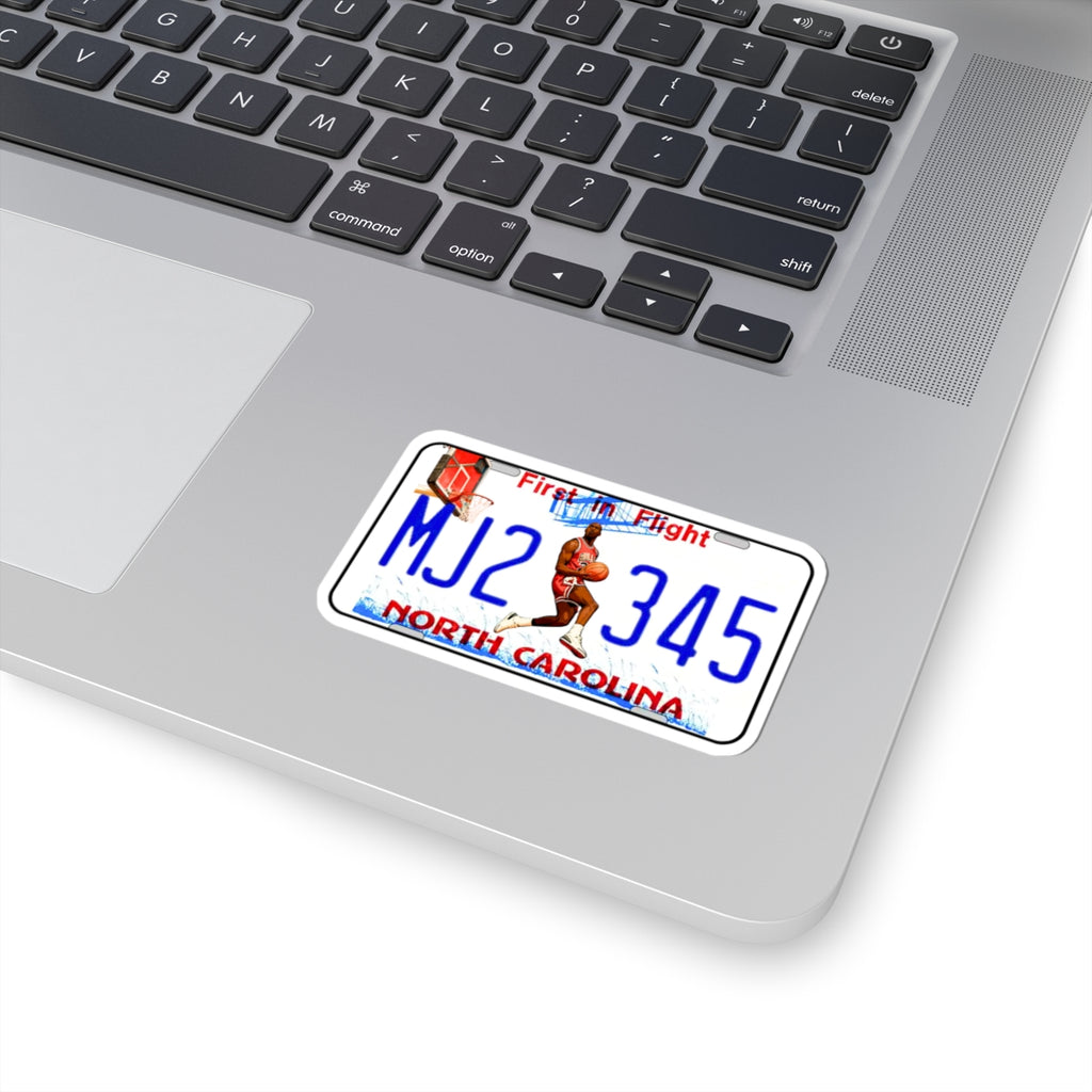 Michael Jordan North Carolina License Plate Sticker — MJ2 345 Kiss-Cut Sticker