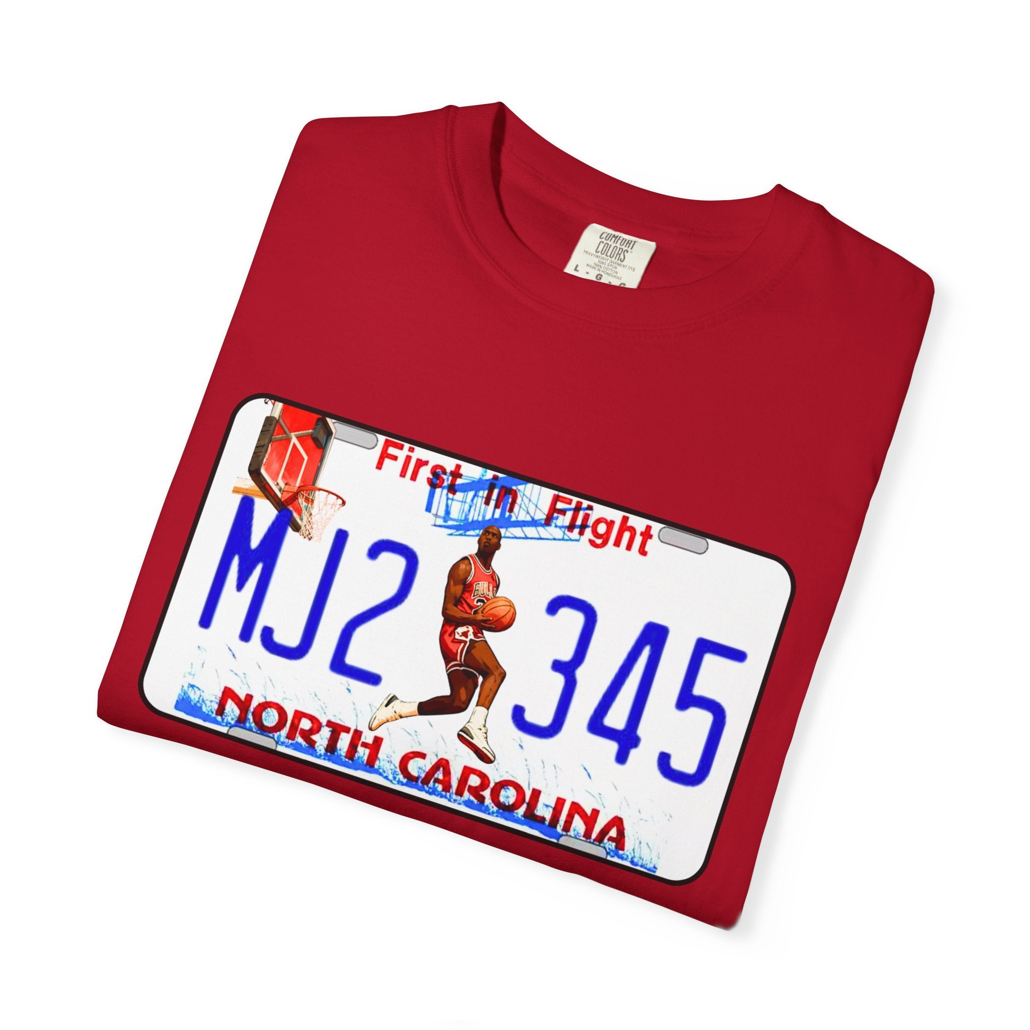MJ2 345 North Carolina License Plate T-Shirt — Vintage Basketball Plate Tee