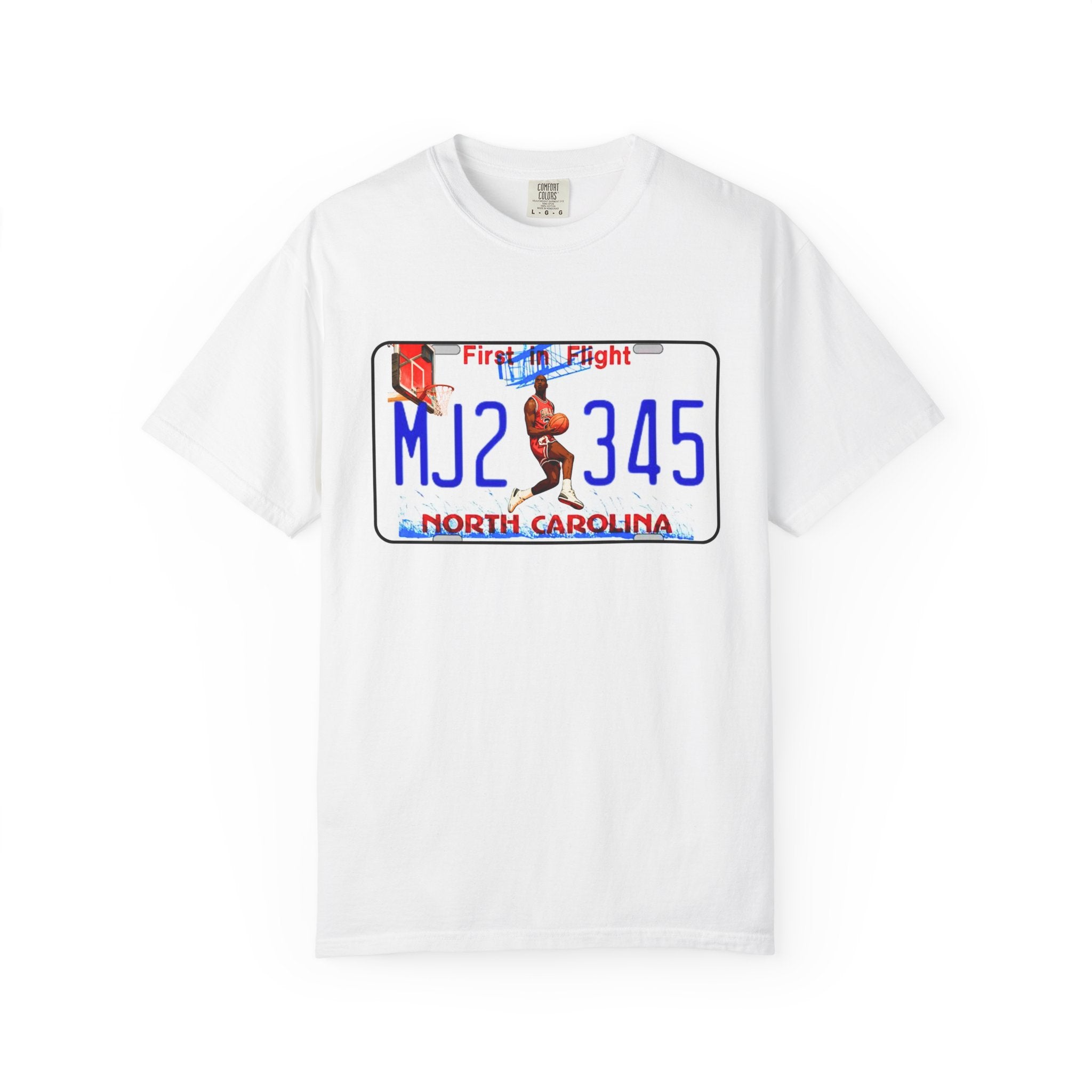 MJ2 345 North Carolina License Plate T-Shirt — Vintage Basketball Plate Tee