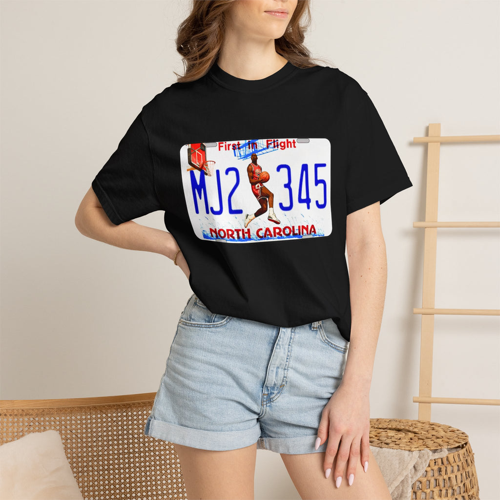MJ2 345 North Carolina License Plate T-Shirt — Vintage Basketball Plate Tee