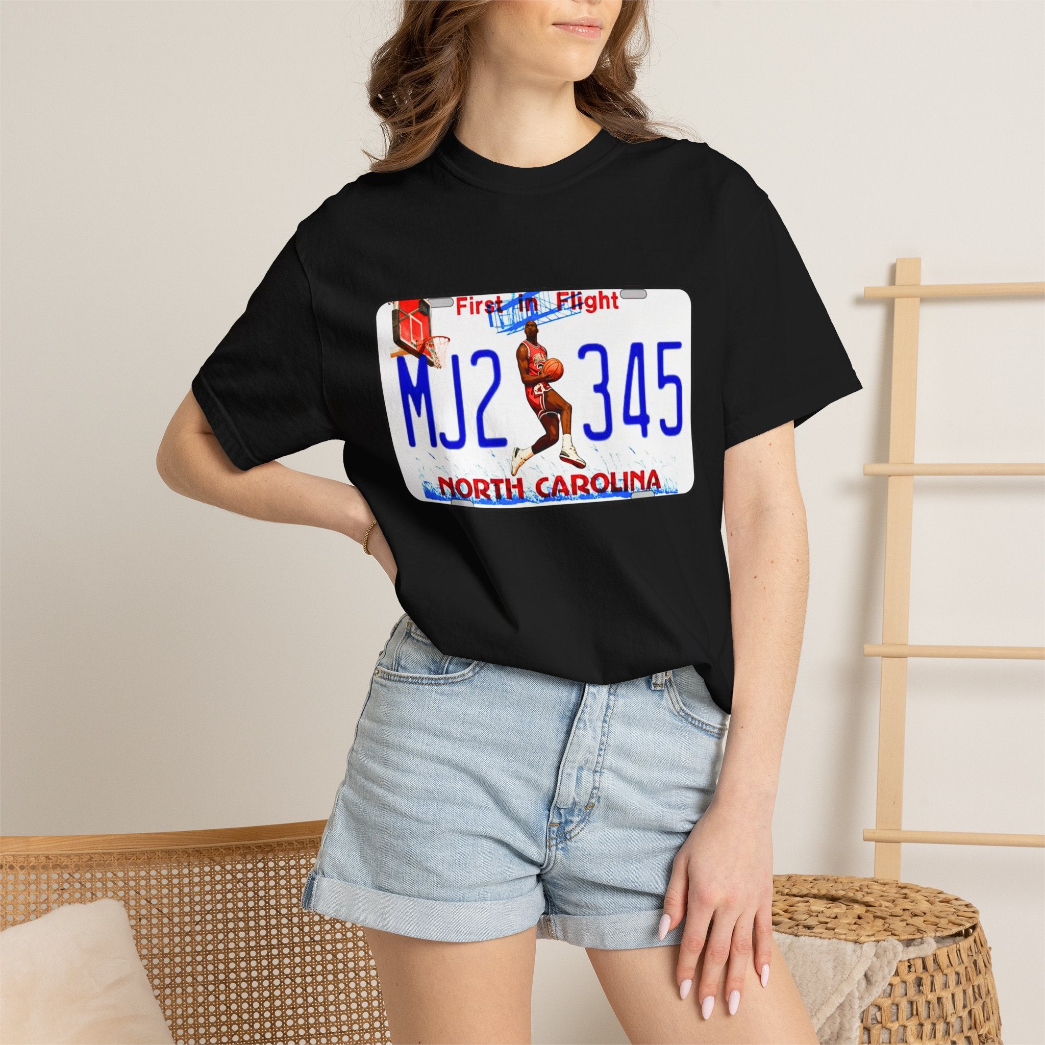 MJ2 345 North Carolina License Plate T-Shirt — Vintage Basketball Plate Tee