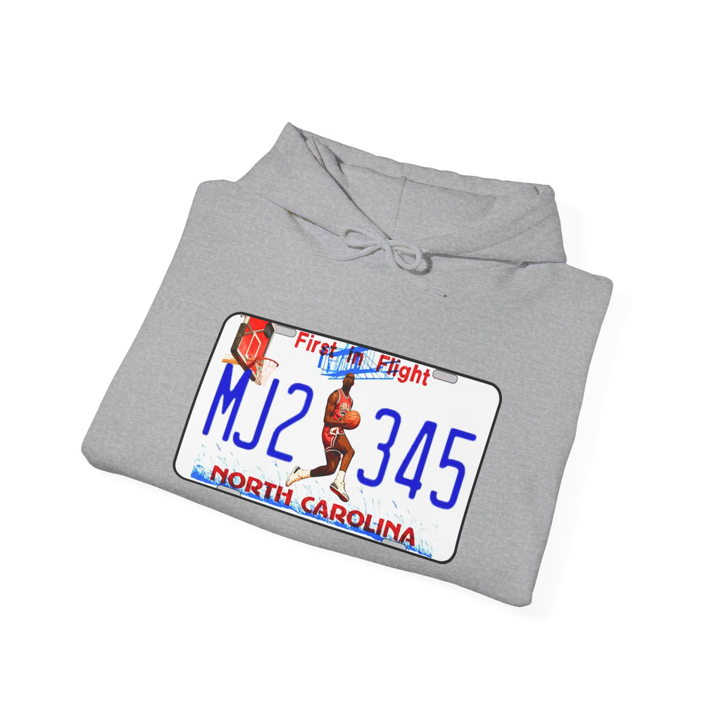 North Carolina License Plate Hoodie - 'MJ2 345' Vintage State Plate Design