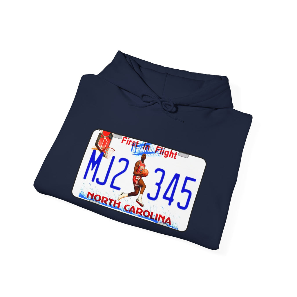North Carolina License Plate Hoodie - 'MJ2 345' Vintage State Plate Design