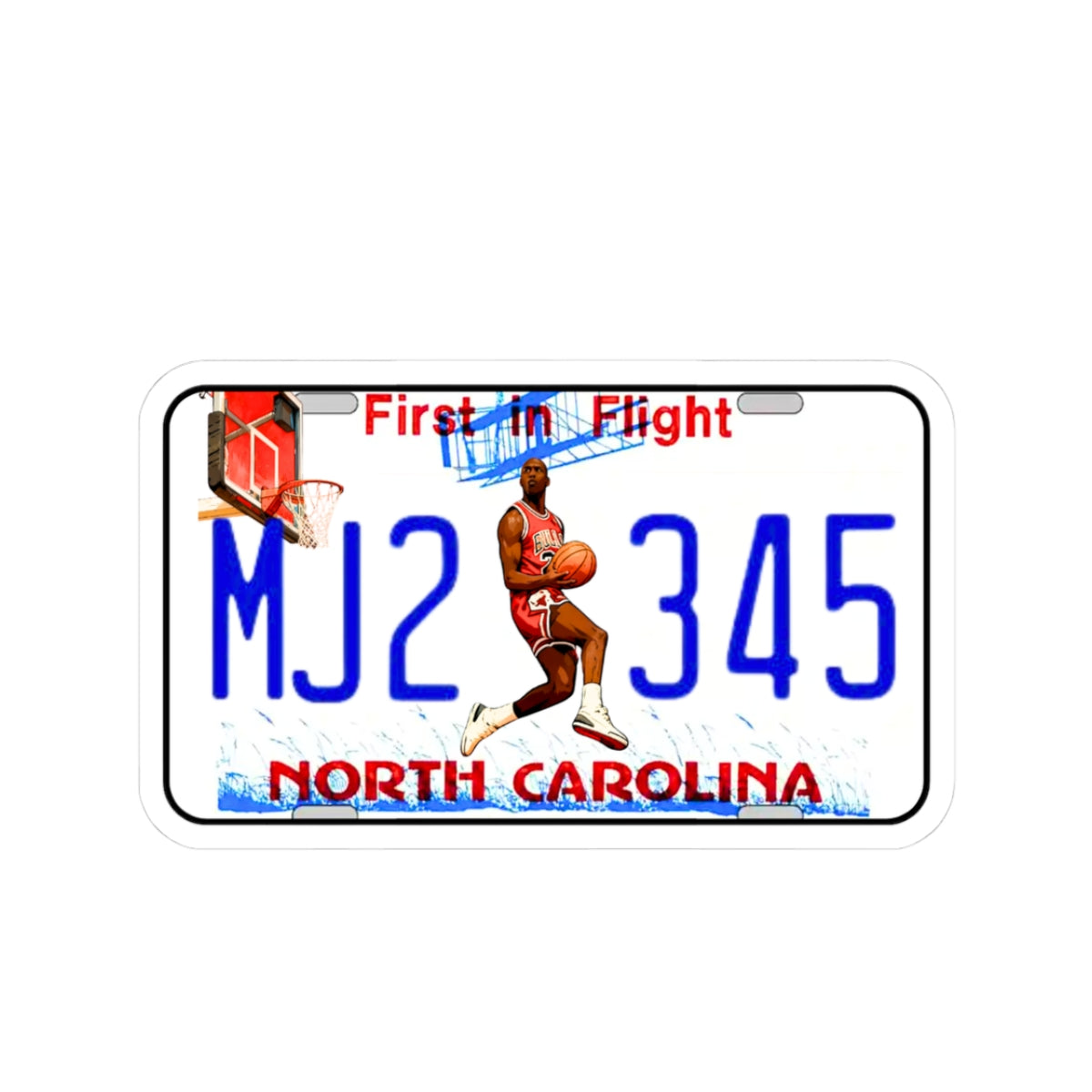 Michael Jordan North Carolina License Plate Sticker — MJ2 345 Kiss-Cut Sticker