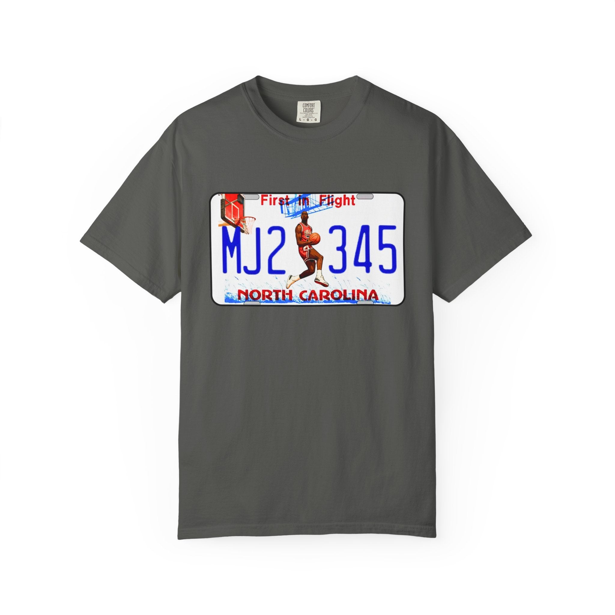 MJ2 345 North Carolina License Plate T-Shirt — Vintage Basketball Plate Tee