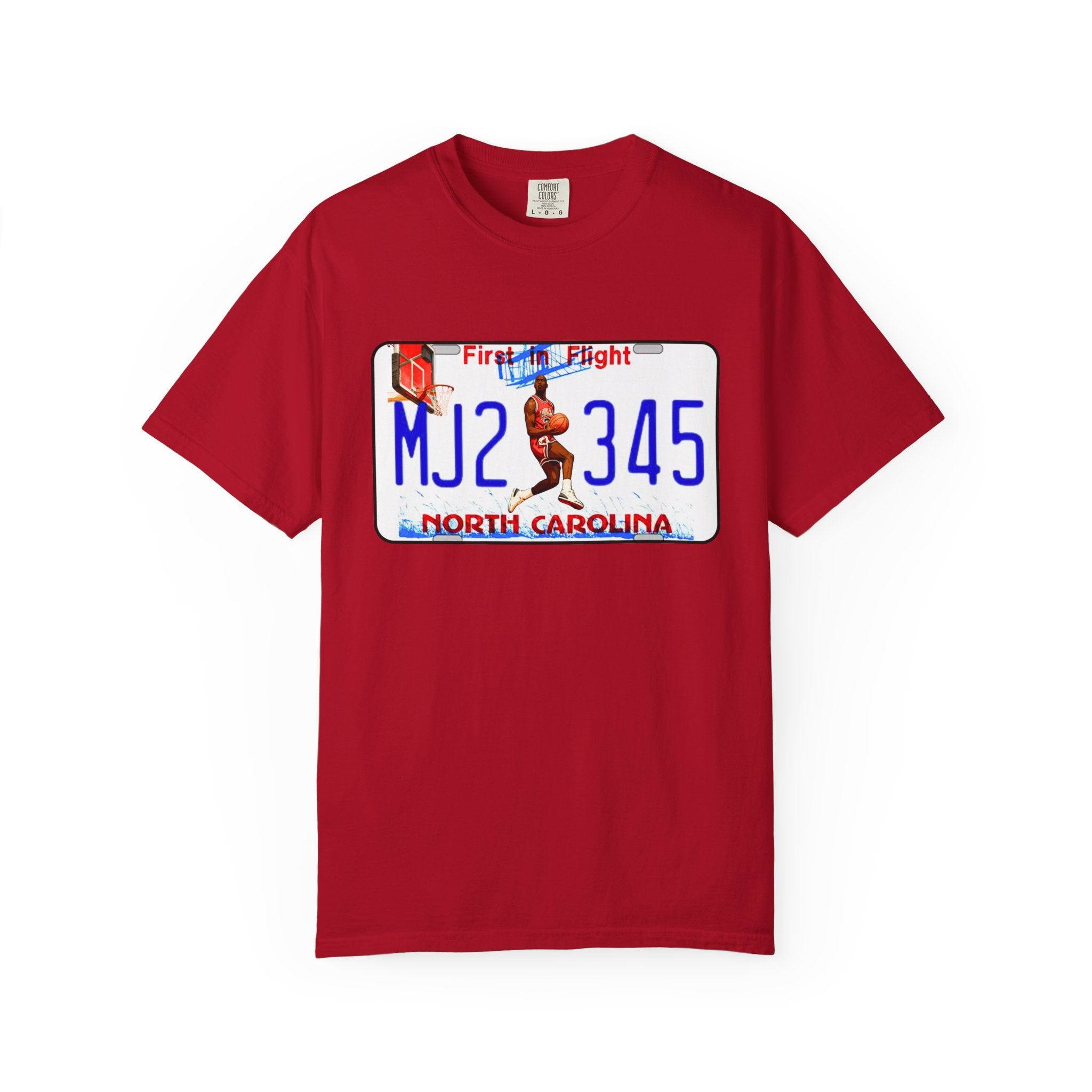 MJ2 345 North Carolina License Plate T-Shirt — Vintage Basketball Plate Tee