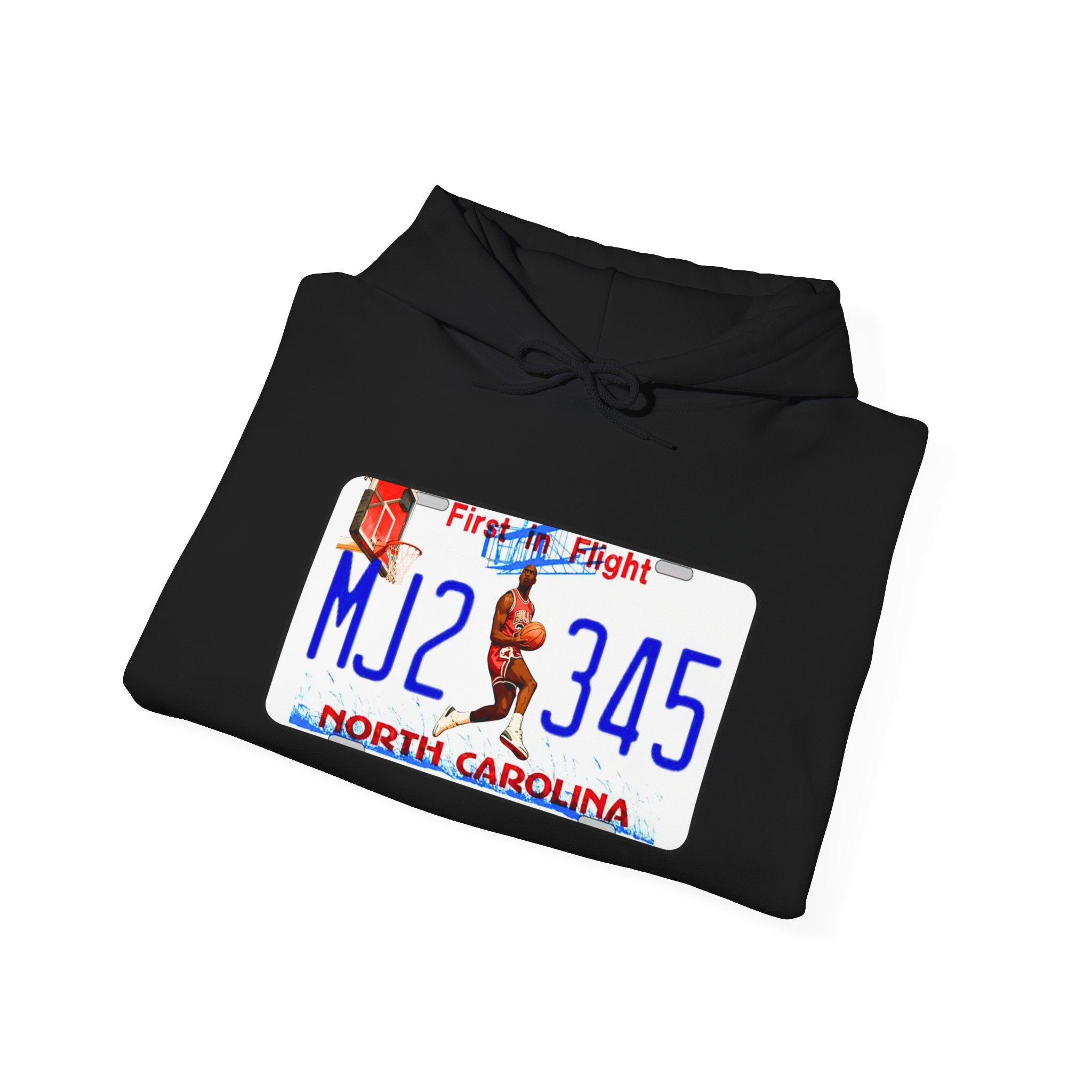 North Carolina License Plate Hoodie - 'MJ2 345' Vintage State Plate Design