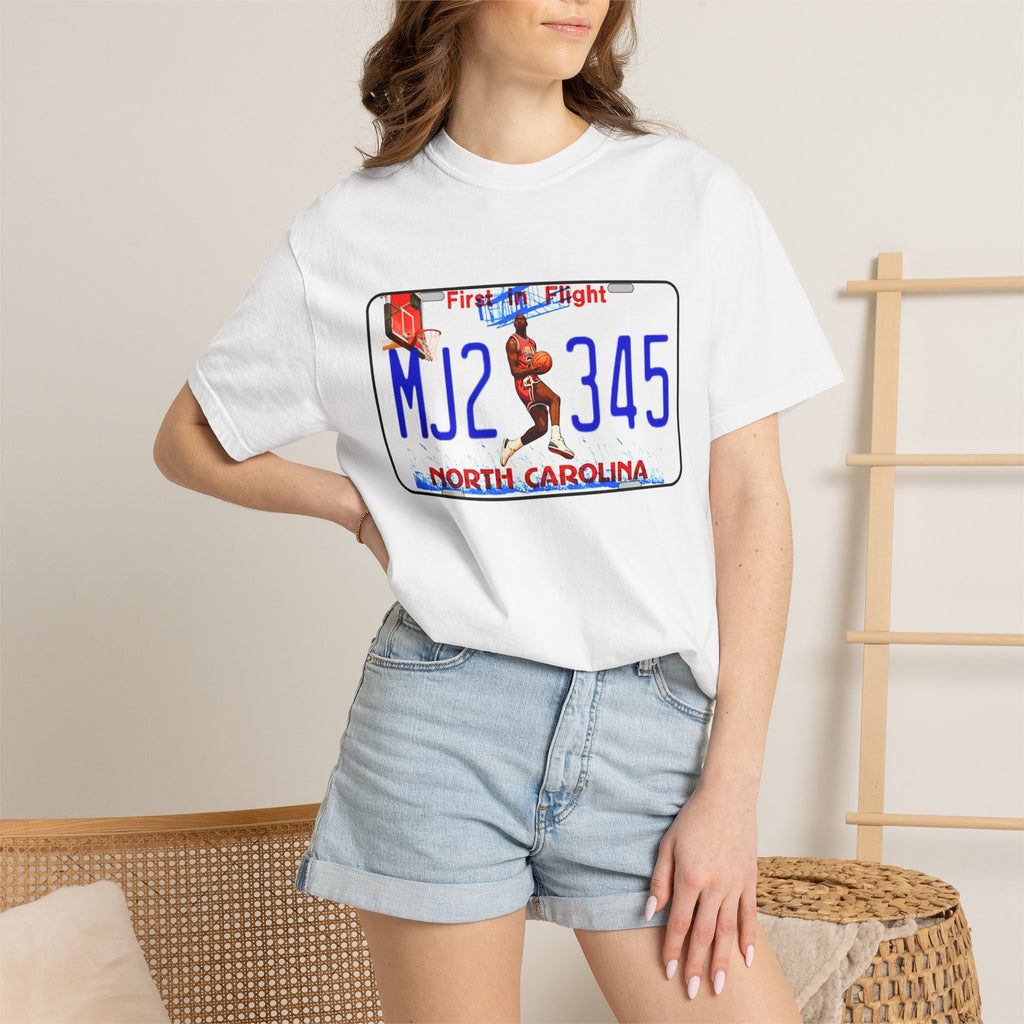 MJ2 345 North Carolina License Plate T-Shirt — Vintage Basketball Plate Tee