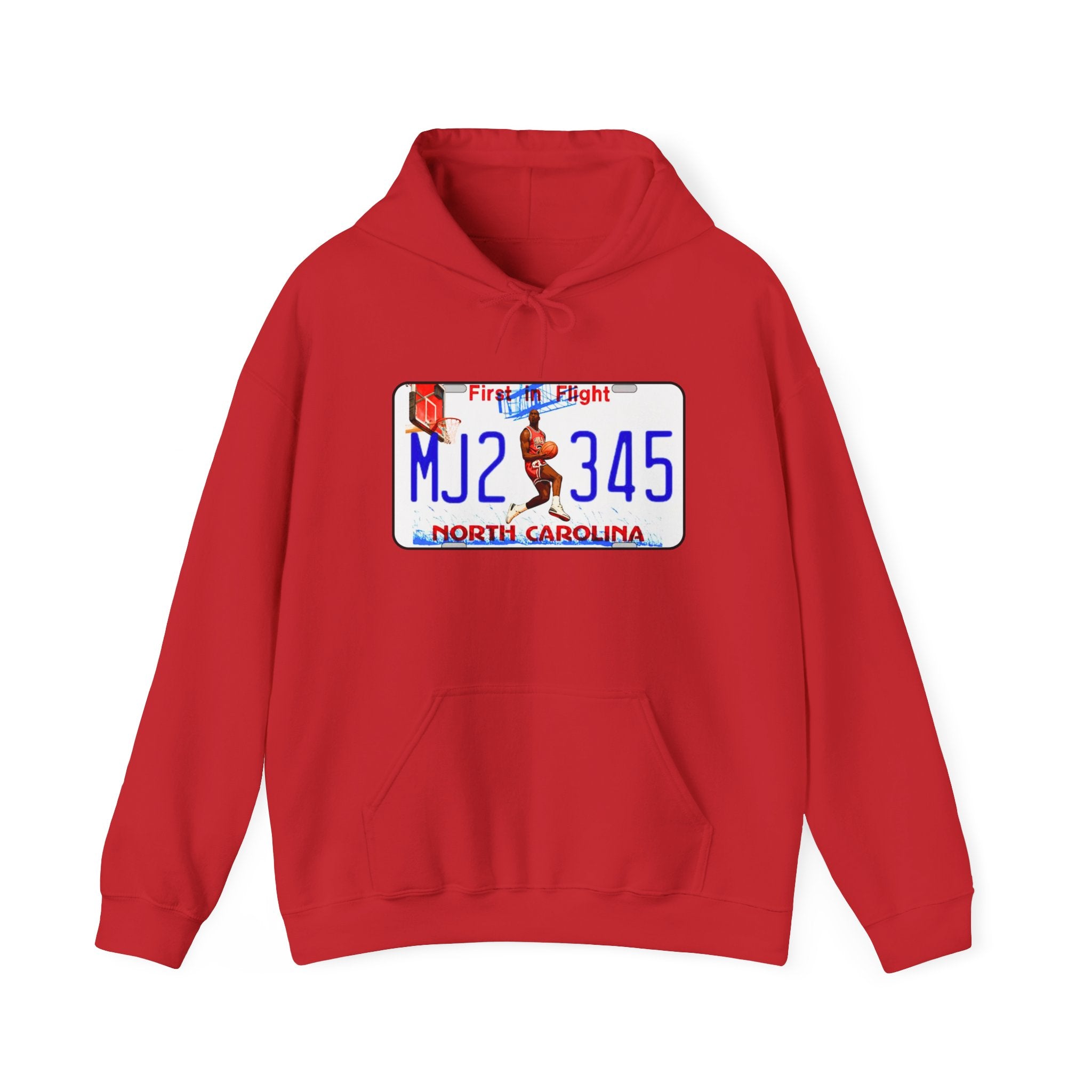 North Carolina License Plate Hoodie - 'MJ2 345' Vintage State Plate Design