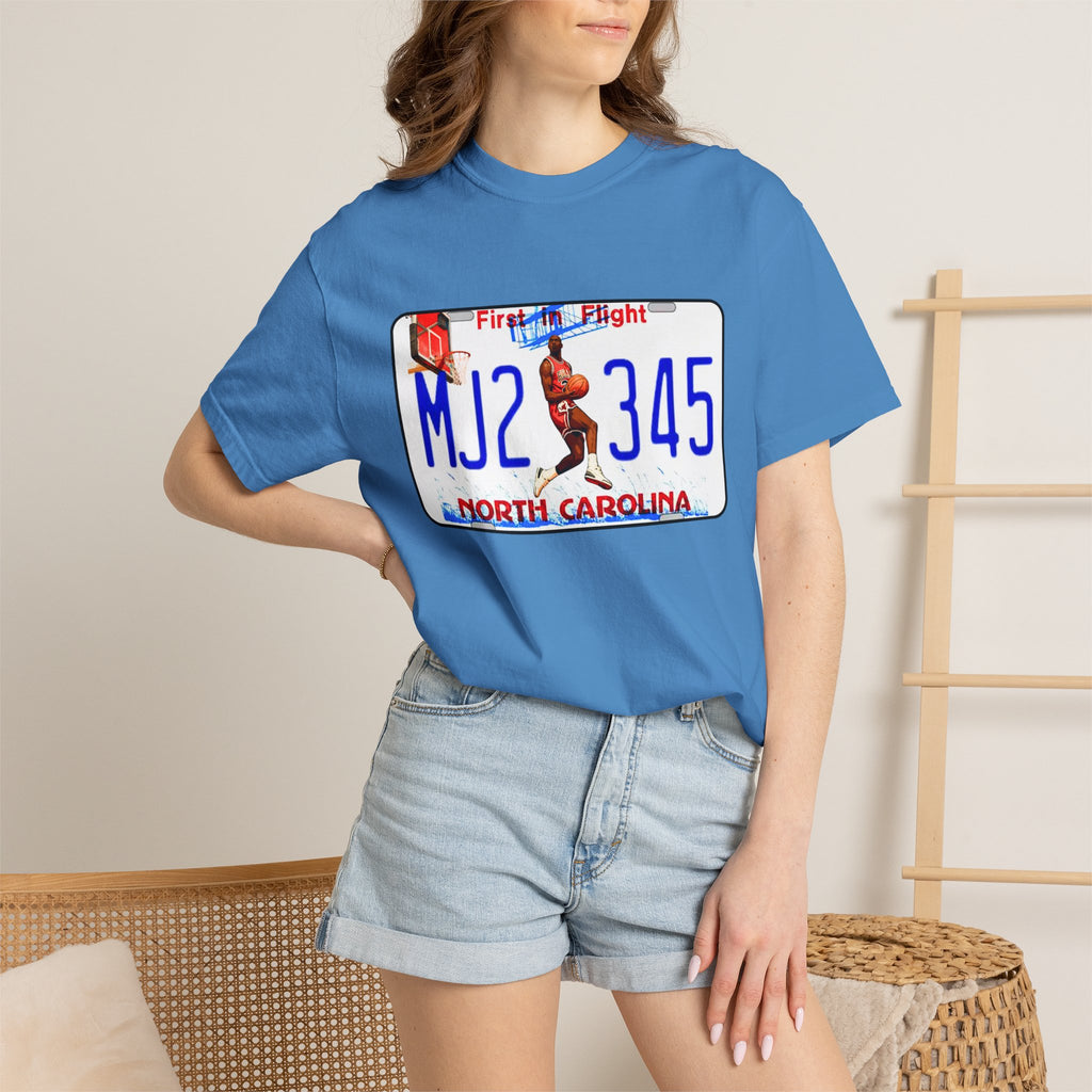 MJ2 345 North Carolina License Plate T-Shirt — Vintage Basketball Plate Tee