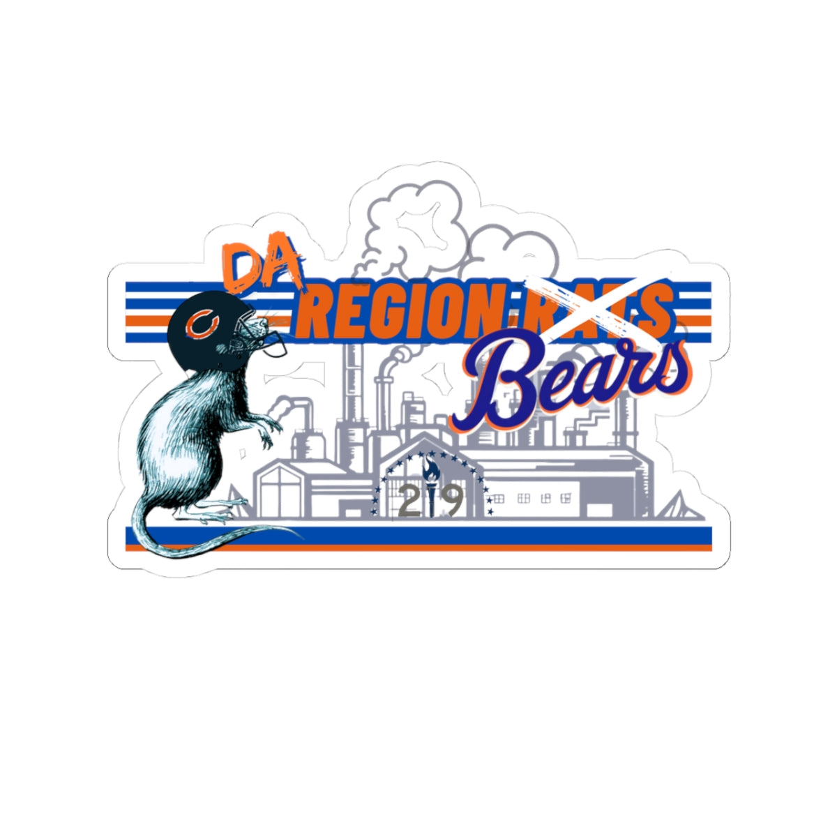 Da Region Bears Kiss-Cut Sticker — Retro Industrial Rat Design