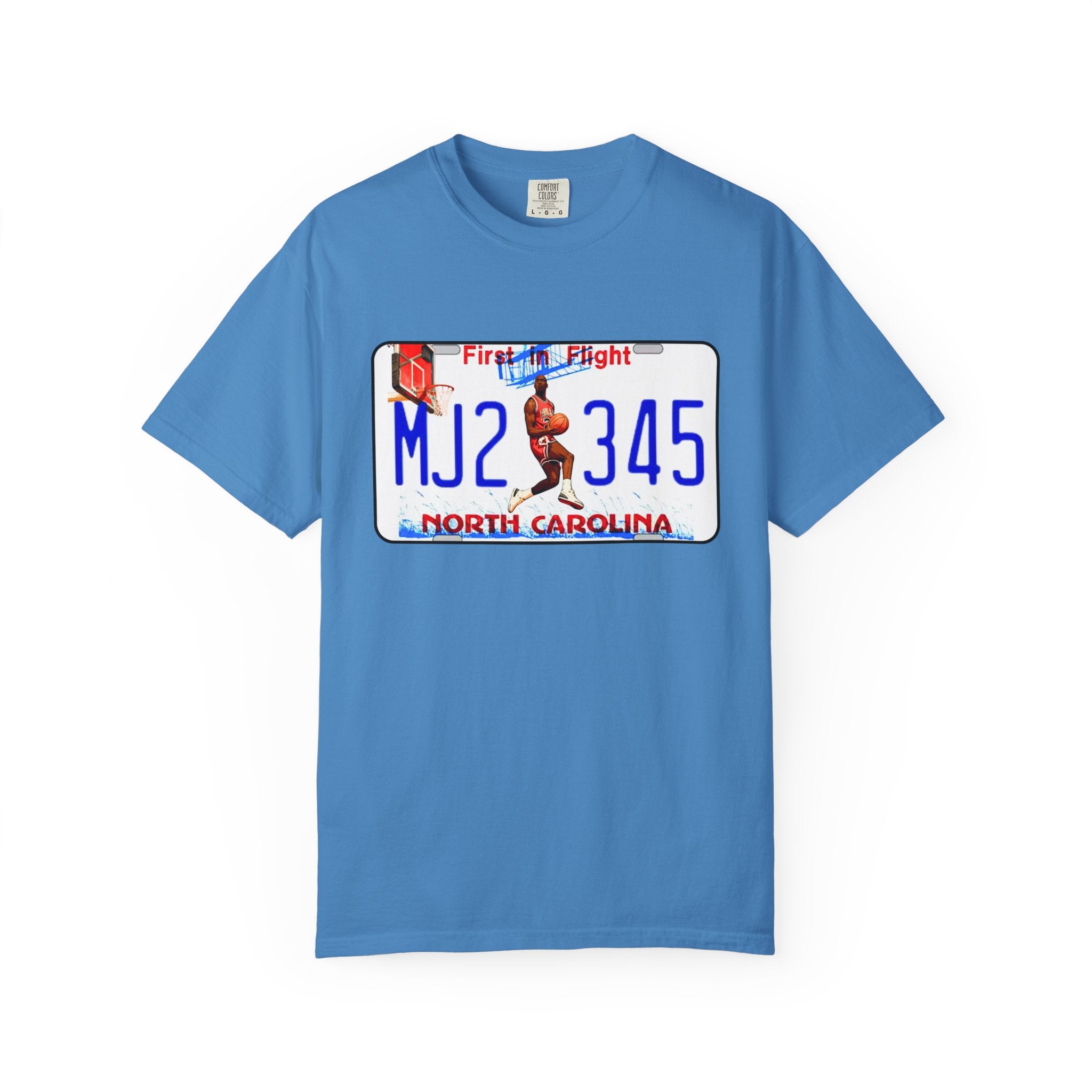 MJ2 345 North Carolina License Plate T-Shirt — Vintage Basketball Plate Tee