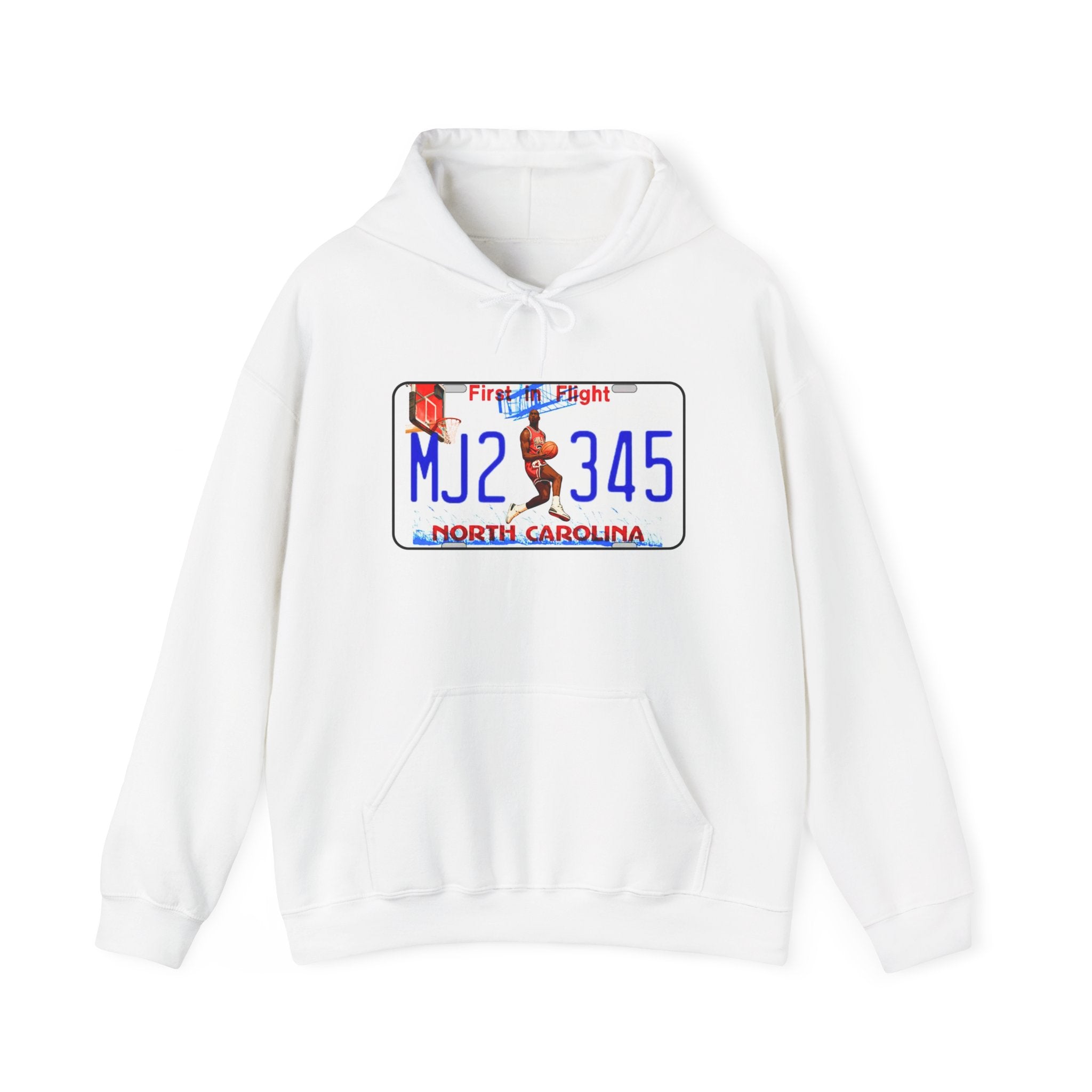 North Carolina License Plate Hoodie - 'MJ2 345' Vintage State Plate Design