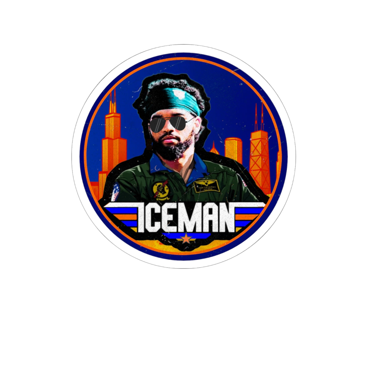 Iceman Kiss-Cut Sticker — Retro Pilot Aviator Sticker for Laptops & Water Bottles
